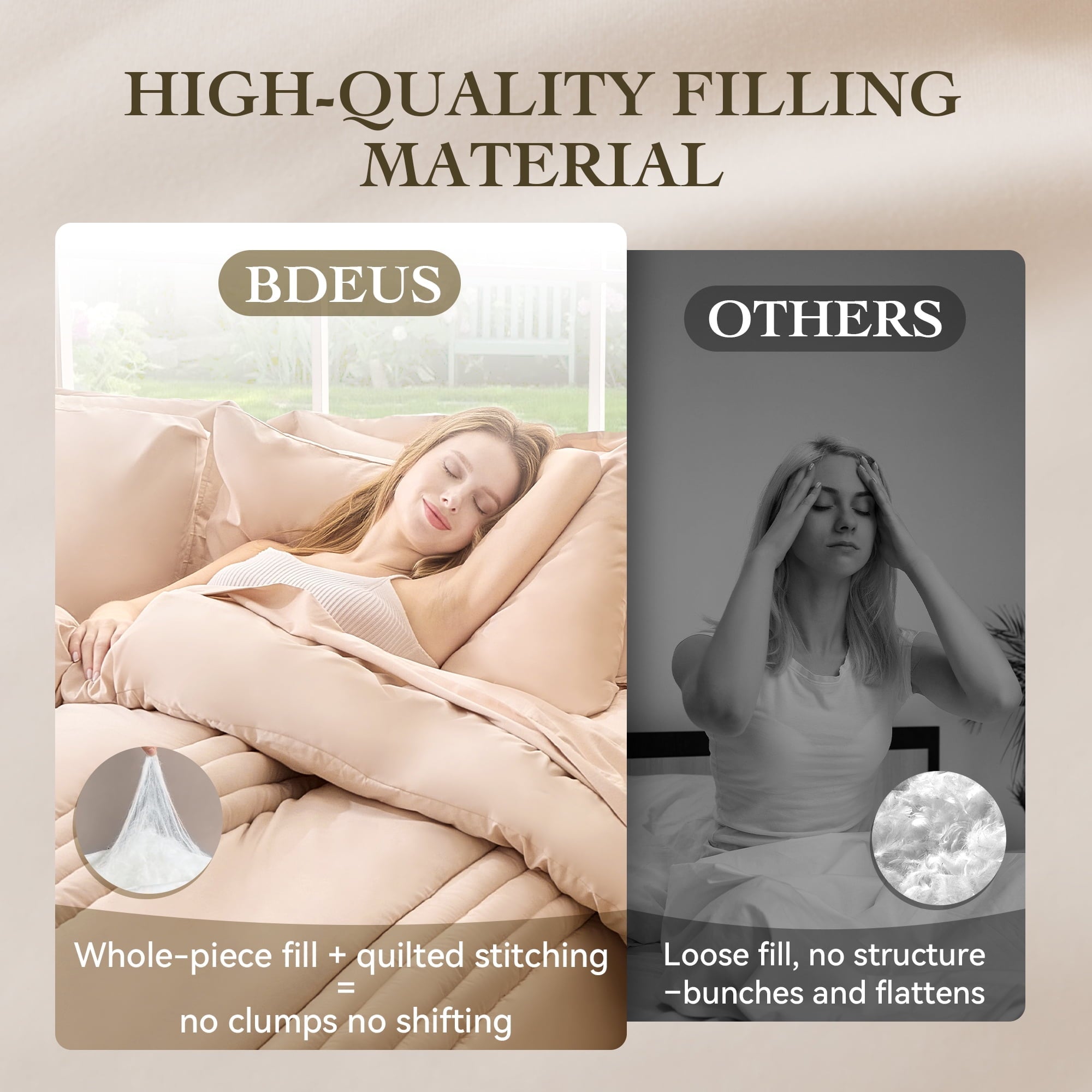 Fluffy Down Alternative Twin Comforter Set 4 Pieces,Comforter Set,Bed in a Bag, Bedding Set with Comforter,Fitted Sheet,Flat Sheet,Pillowcase... - Cloud-Like Soft Lightweight Bed Comforter Detail