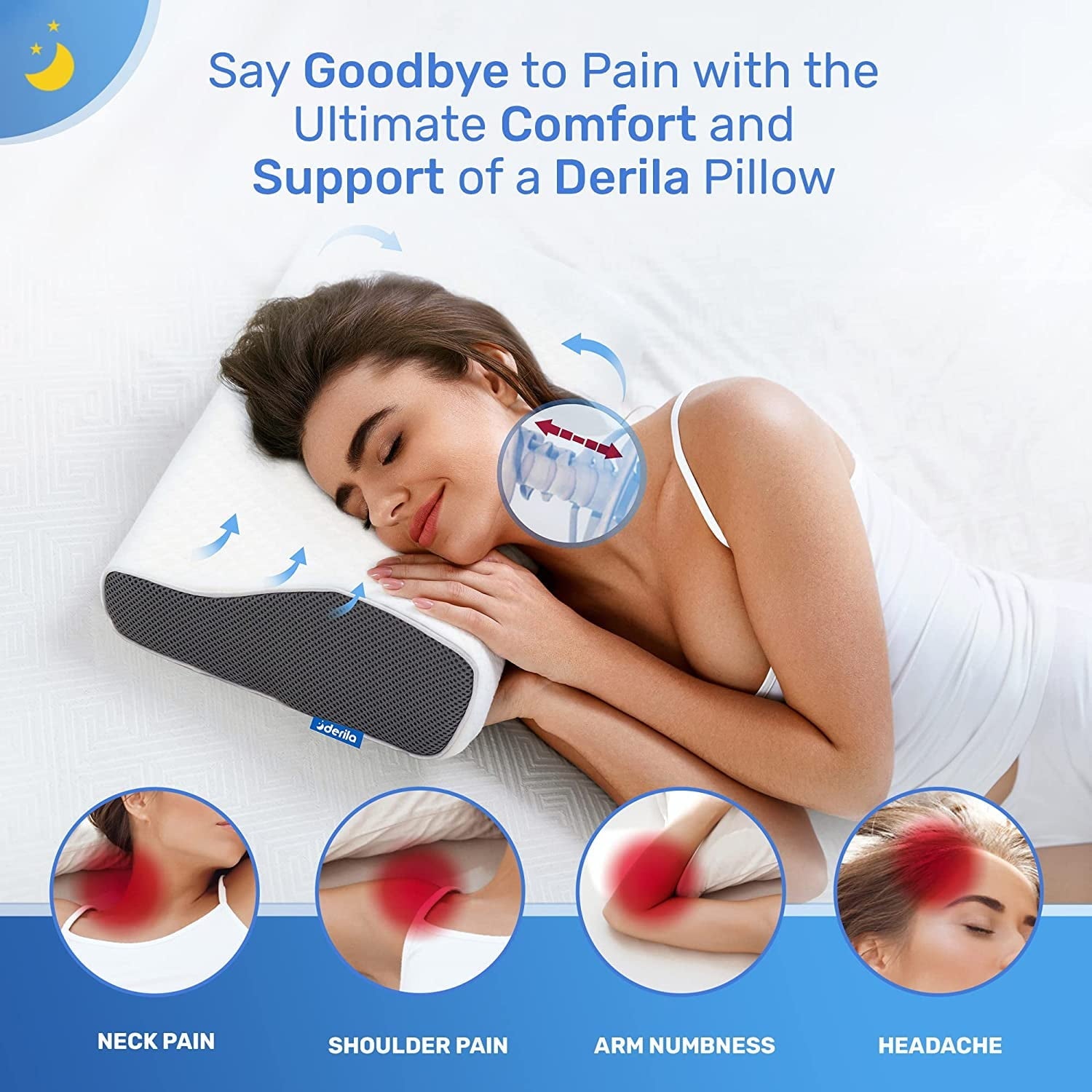 Orthopedic Support | Cervical Memory Foam Bed Pillow Standard | Neck, Shoulder Pain Relief | Improves Sleeping - Ergonomic Memory Foam Pillow for Neck Pain Support Detail