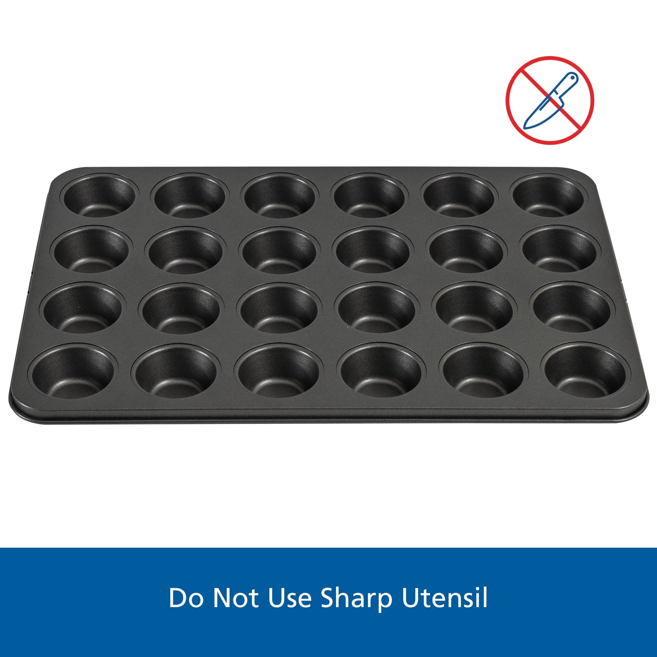 Innovative 24 Cavity Mini Muffin Pan, Non-Stick Bakeware,1.8 inch Diameter Cups,Gray,Carbon Steel - Kitchen Gadget Tool for Quick Food Prep Detail