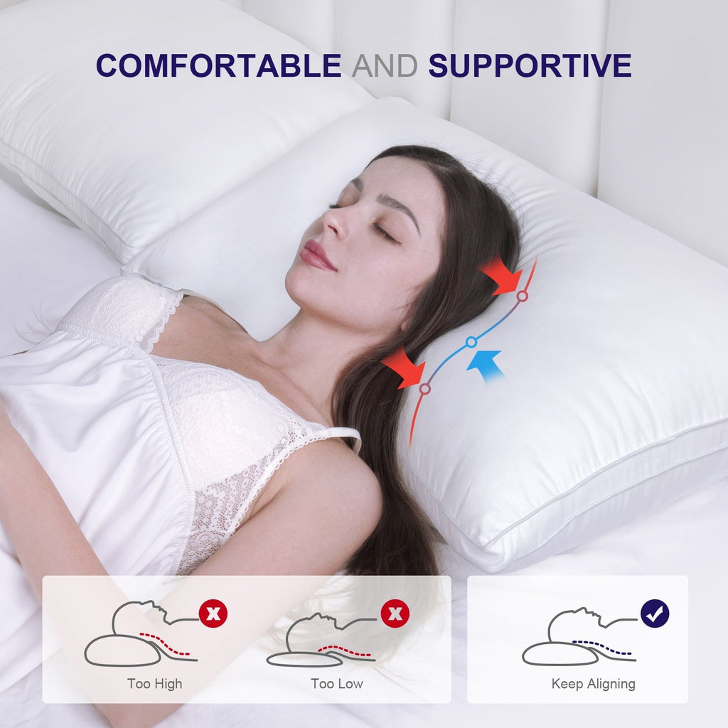 Orthopedic Support Bed Pillows 2 Pack Down Alternative Pillows for Bed Queen Size Set of 2 Soft Hotel Collection Gusseted Cooling Pillow... - Orthopedic Shredded Foam Bed Pillow Set Detail