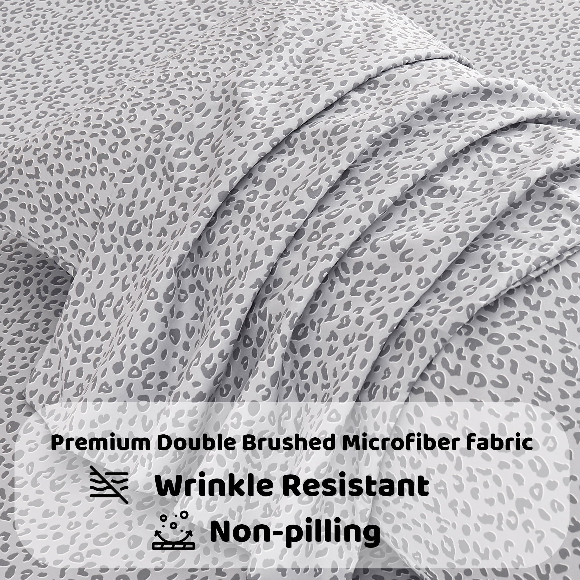 Wrinkle-Resistant Floral King Sheets, Soft Breathable Microfiber Printed Bed Sheet Set, Deep Pocket Non-Slip Fitted Sheet Included - Cooling Hotel Quality Bedding Sheets and Pillowcases Detail