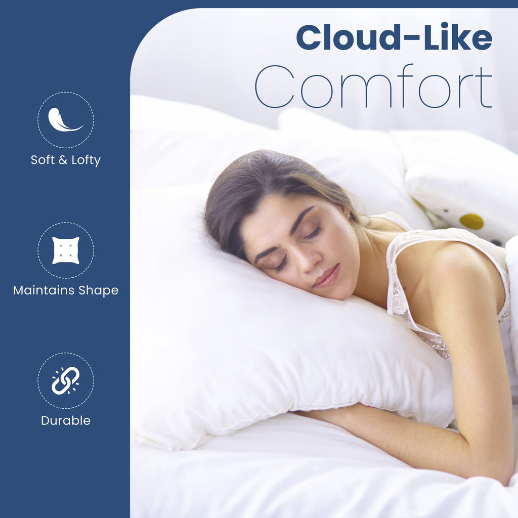 Fluffy Shredded Down Alternative White Euro Pillow Insert 26x26 – Soft & Durable - Ergonomic Memory Foam Pillow for Neck Pain Support Detail