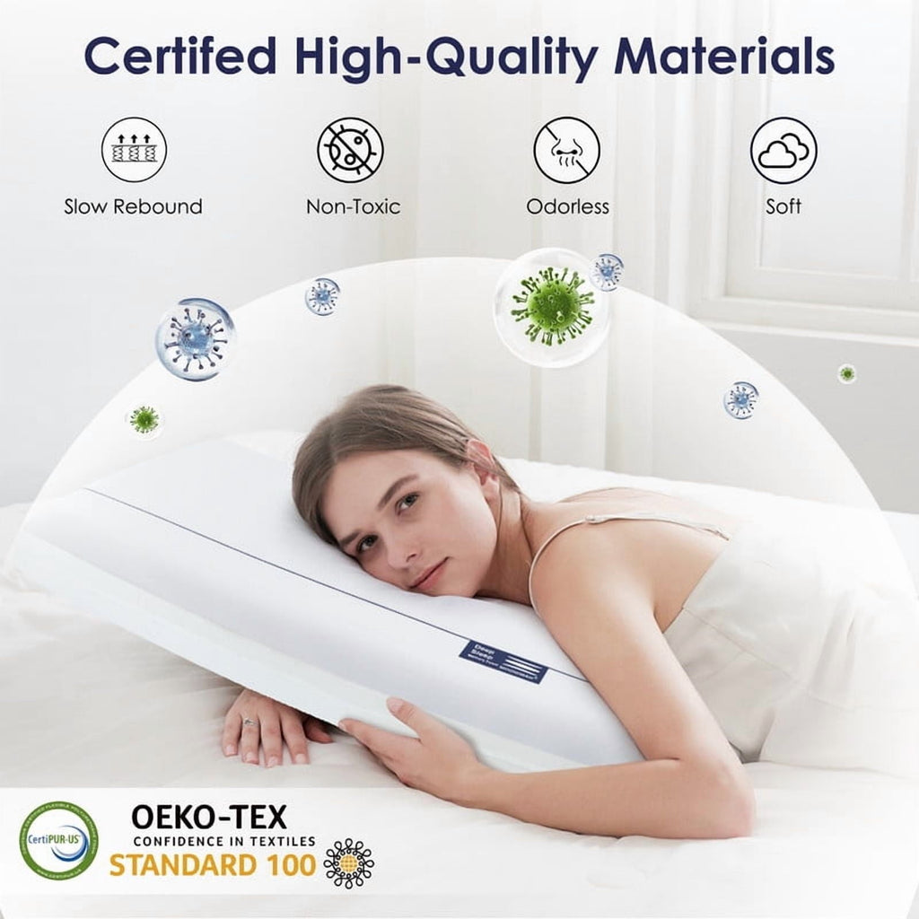 Ergonomic Memory Foam Cooling Memory Foam Bed Pillow for Neck Pain Relief, Two-Sided Cooling Pillow for Back, Stomach and Side Sleepers, Tw... - Decorative Throw Pillow Cushion for Sofa & Bed Detail