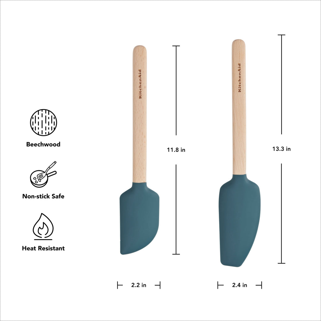 Durable Steel 2-Piece Silicone Mixing Spatula and Scraper Set for Cooking, Agave - Professional Kitchen Tool for Culinary Enthusiasts Detail
