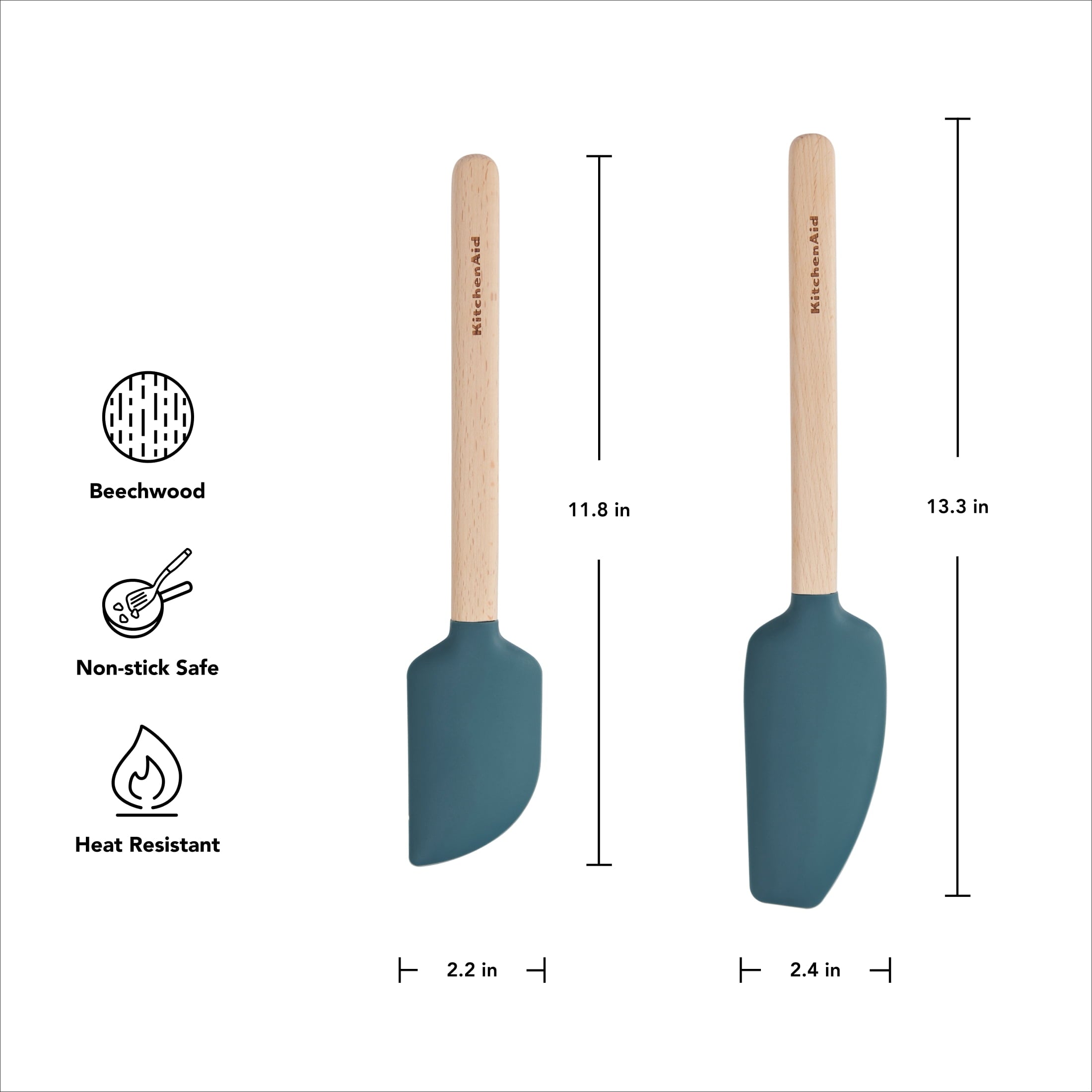 Durable Steel 2-Piece Silicone Mixing Spatula and Scraper Set for Cooking, Agave - Professional Kitchen Tool for Culinary Enthusiasts Detail