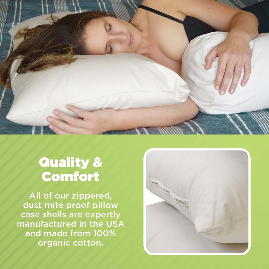 Decorative Plump Kapok 20x26" Standard Bed Pillow – Organic Cotton Fabric Soft Sleeping Pillow - Made in USA - Hotel Quality Plush Sleeping Pillows Detail