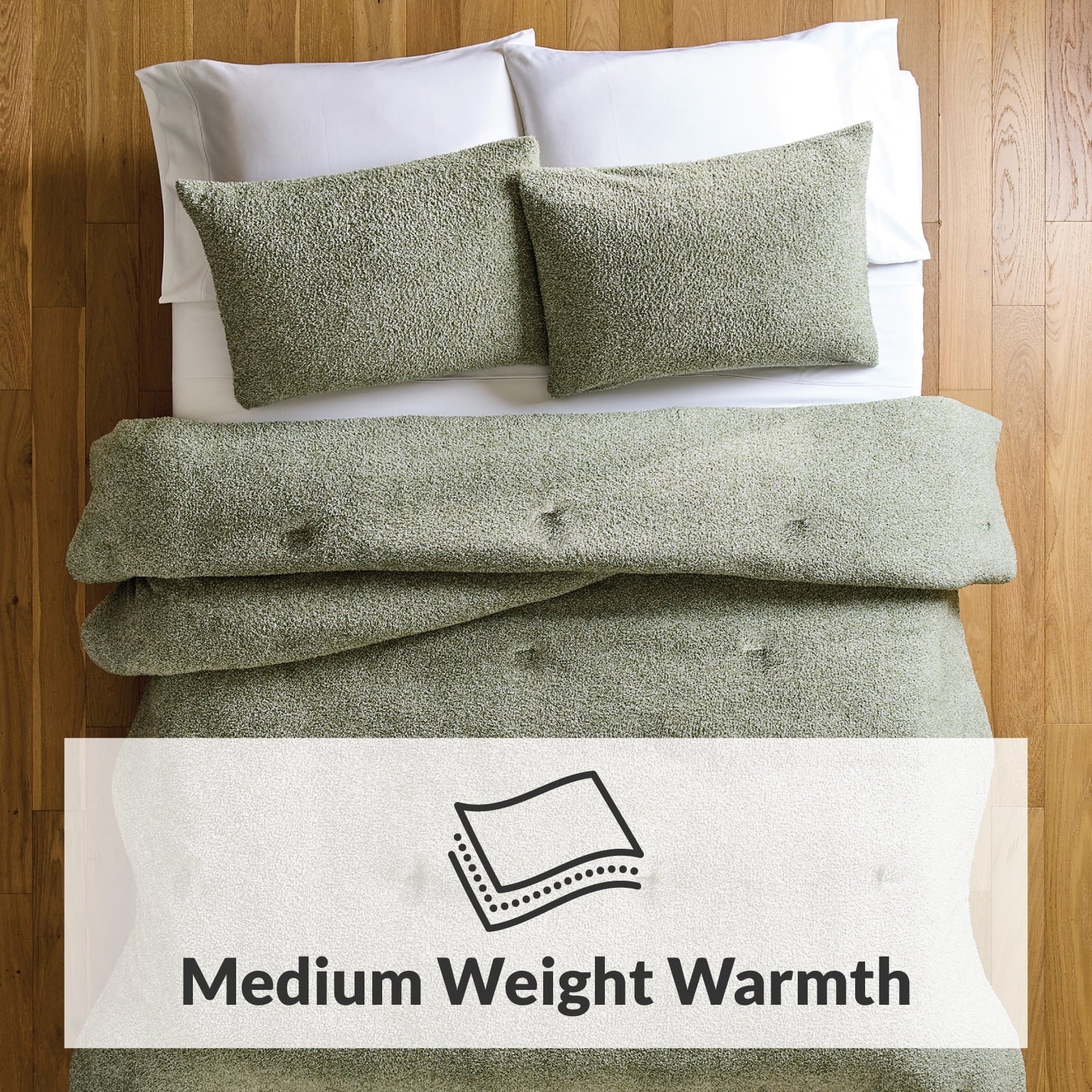 All-Season King, Comforter Set with Shams - Soft and Cozy, Green - Cloud-Like Soft Lightweight Bed Comforter Detail