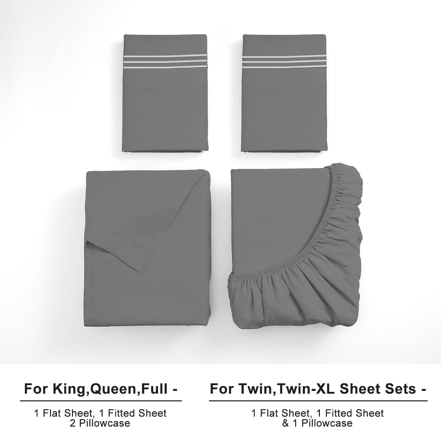 Wrinkle-Resistant Size, Microfiber Cooling , Breathable & Hypoallergenic 4 Pieces Luxury Soft Sheet Set, Mattress Fitted up... - Premium Ultra-Soft Pillowcase Pair for Sleeping Detail
