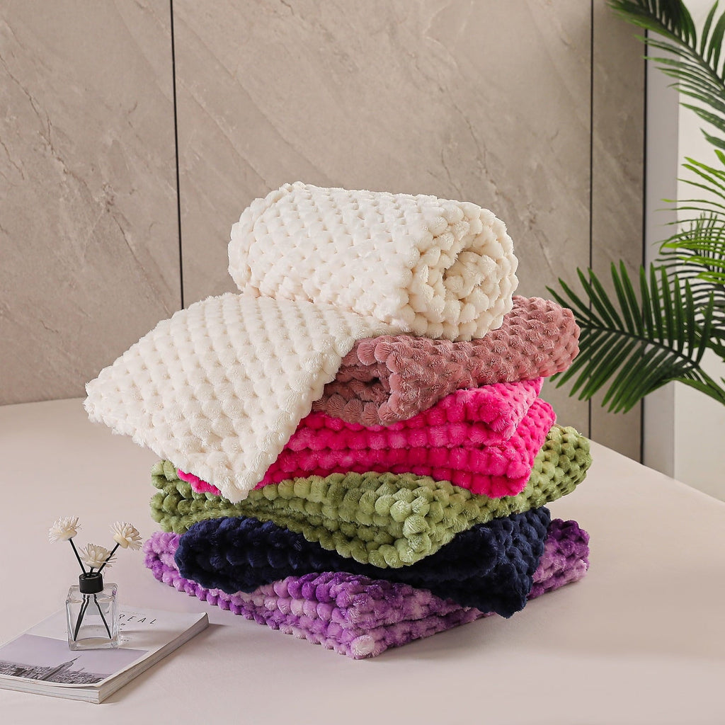 Decorative Knitted Large Soft Fleece Throw Blanket, 50"x70" Stylish Jacquard Throw Blanket for Couch, Cozy, Warm, Lightweight Dusty Pink... - Super Soft Reversible Sherpa Flannel Blanket Detail