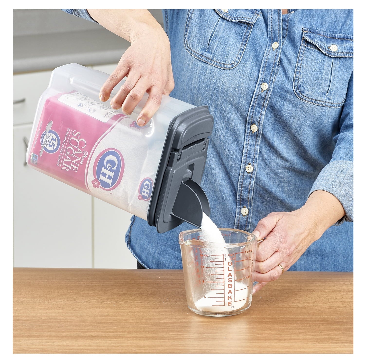 Whimsical Doughnut 3.5 QT Plastic Food Dispenser, Clear with Gray Lid (1 Each) 7.5" L x 3.75" W x 9.25" H, Designed to Help wi... - Deliciously Soft Cupcake Sensory Glob Detail