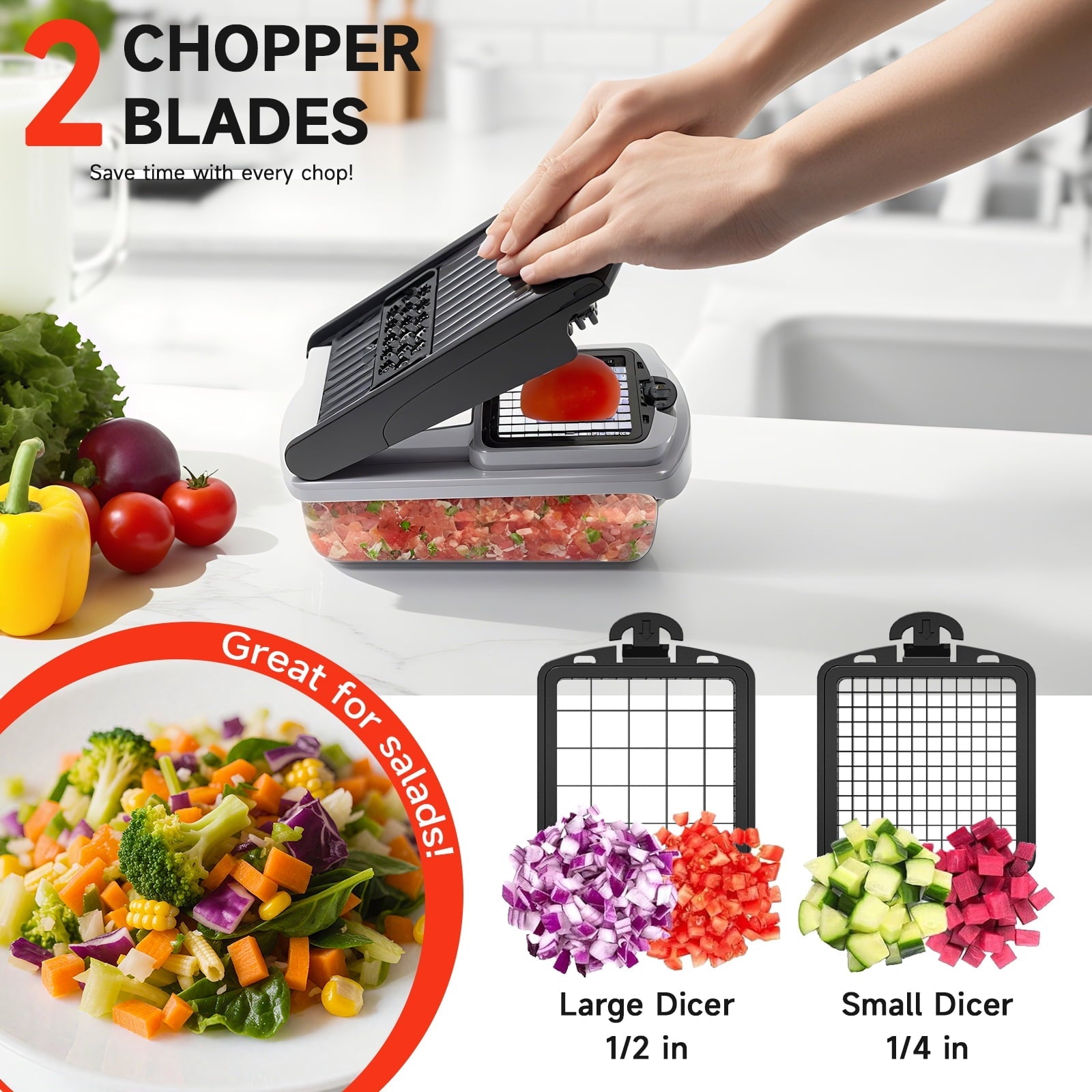 Premium Kitchen Vegetable Chopper Food Slicer, 15 in 1 Multi-Function Food Chopper for Onion, Veggie, Cheese Grater, Vegetable... - Kitchen Gadget Tool for Quick Food Prep Detail