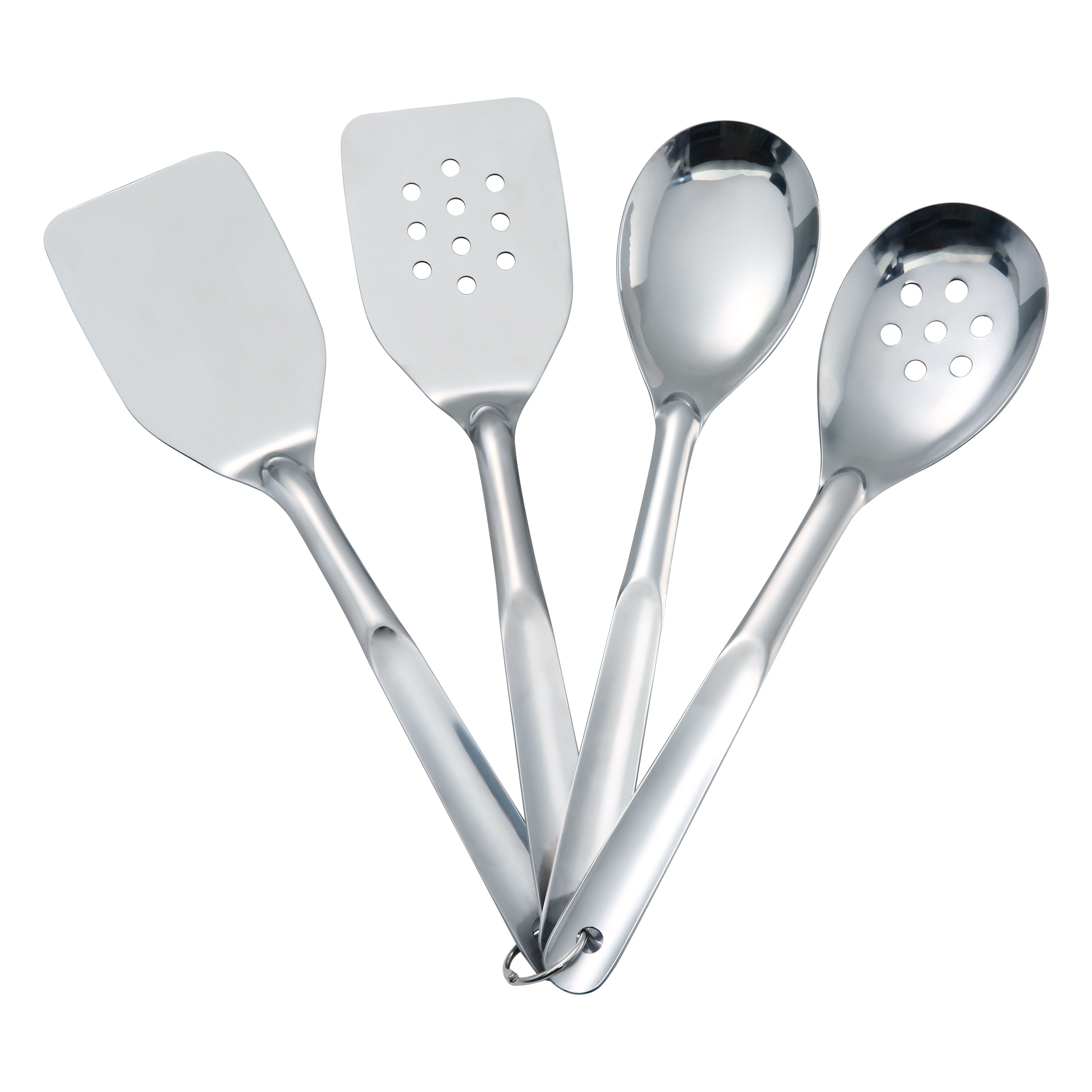 Heavy Duty Stainless Steel 4-Piece Utensil Set: Includes Spatula, Slotted Spatula, Spoon, and Slotted Spoon - Heavy Duty Stainless Steel Kitchen Shears Detail