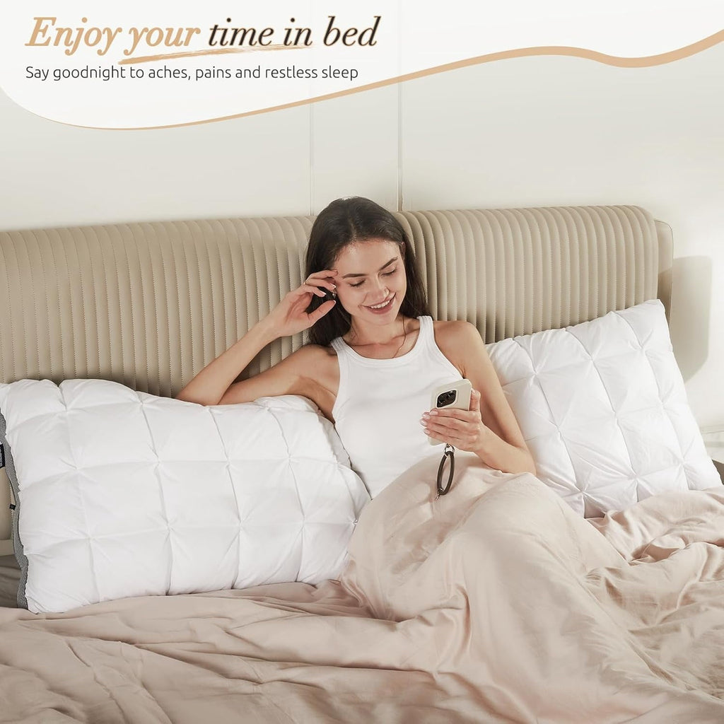 Hotel Collection Hotel Cervical Pillow for Sleeping – Ergonomic Contour Neck Support Bed Pillow, Fluffy and Supportive for Side, Back ... - Hotel Quality Plush Sleeping Pillows Detail