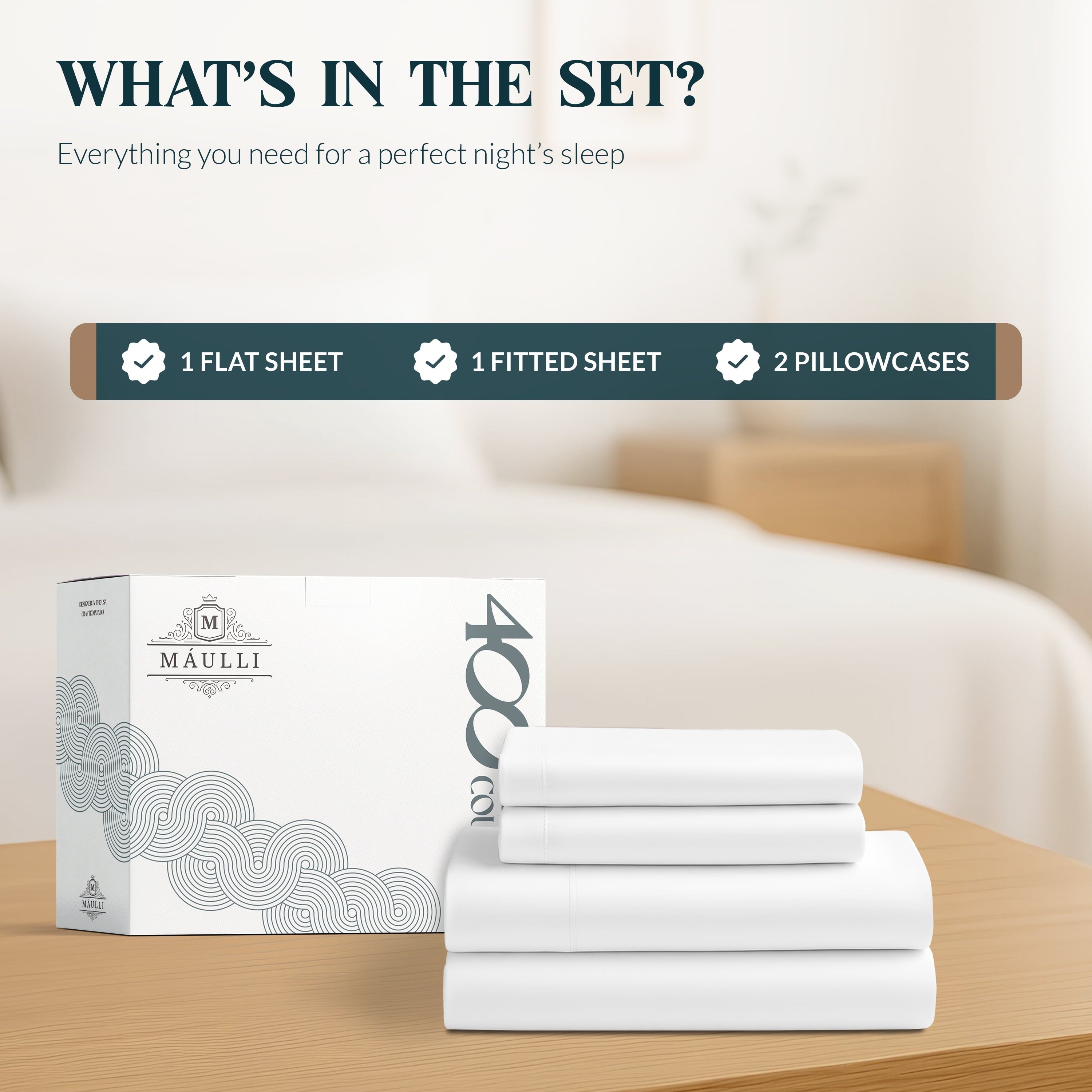 Cooling Sateen 100% Cotton Sheets For Queen Size Bed - Luxury 400 Thread Count Queen Sheet Set, 4 Piece Sateen Weave Queen White Cot... - Luxury Bed Sheet Set with Deep Pockets Detail