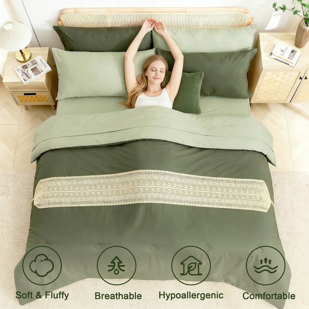 Heavyweight Warmth 7 Pieces Comforter Set Queen，Bed in A bag，All Seasons Bedding sets with Comforter,Fitted Sheet,Flat Sheet,Pillowcases... - All-Season Down Alternative Comforter Insert Detail