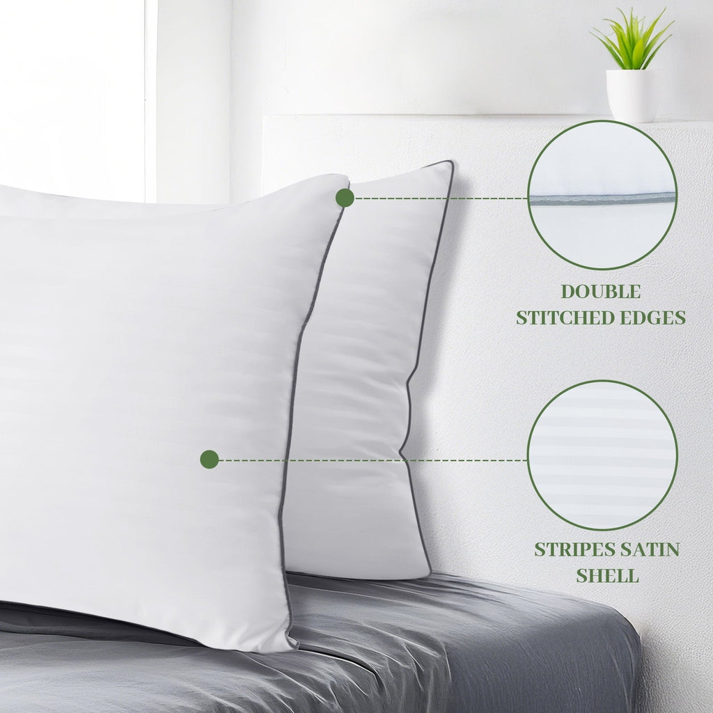 Fluffy Shredded Pillows Standard Size Set of 2, Hotel Quality, Down Alternative Gusseted Bed Pillows for Side, Back, And Stomach Slee... - Decorative Throw Pillow Cushion for Sofa & Bed Detail