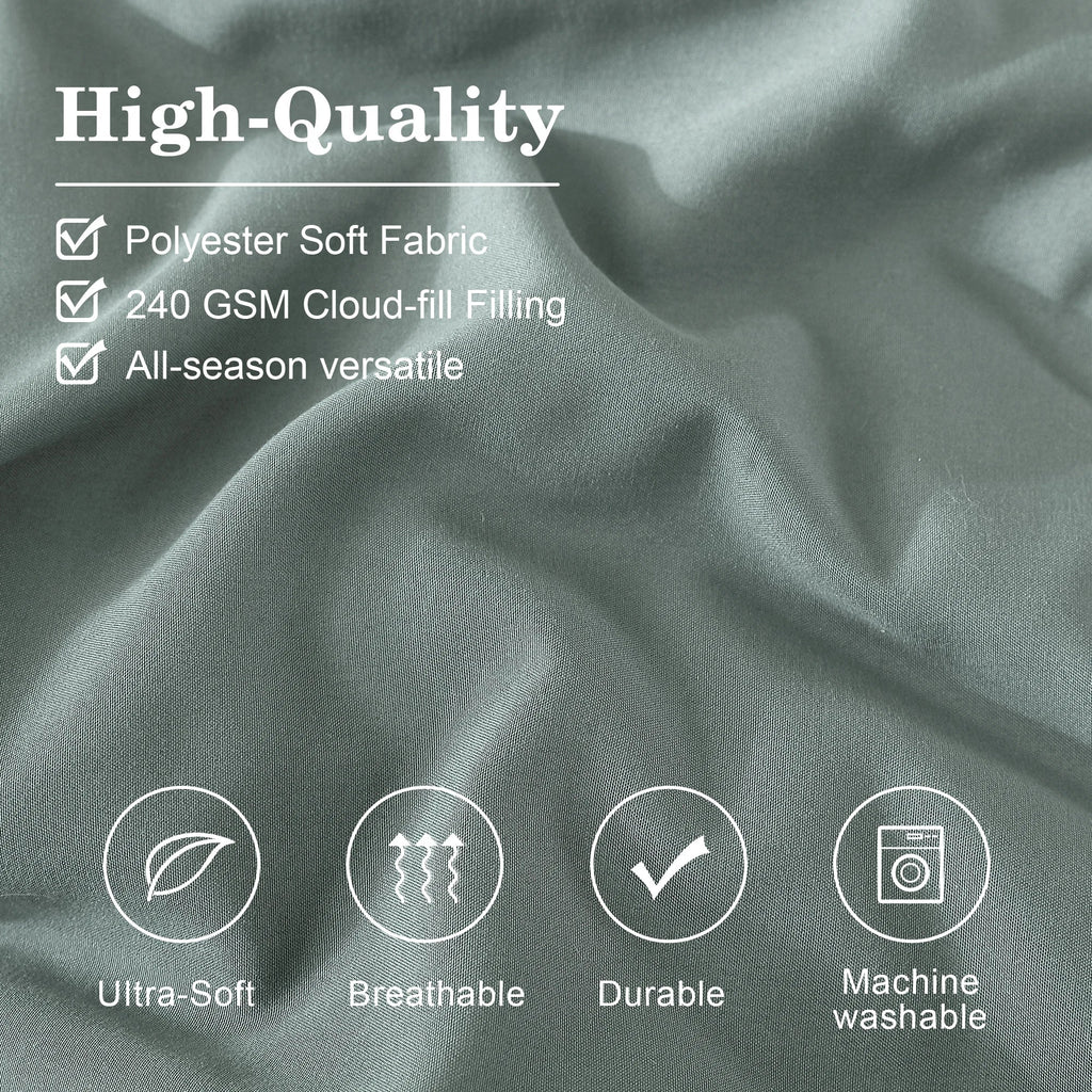 Hypoallergenic Cloud 7-piece Bed in a Bag Comforter Set with Sheets,Sage Green,Full - Cloud-Like Soft Lightweight Bed Comforter Detail