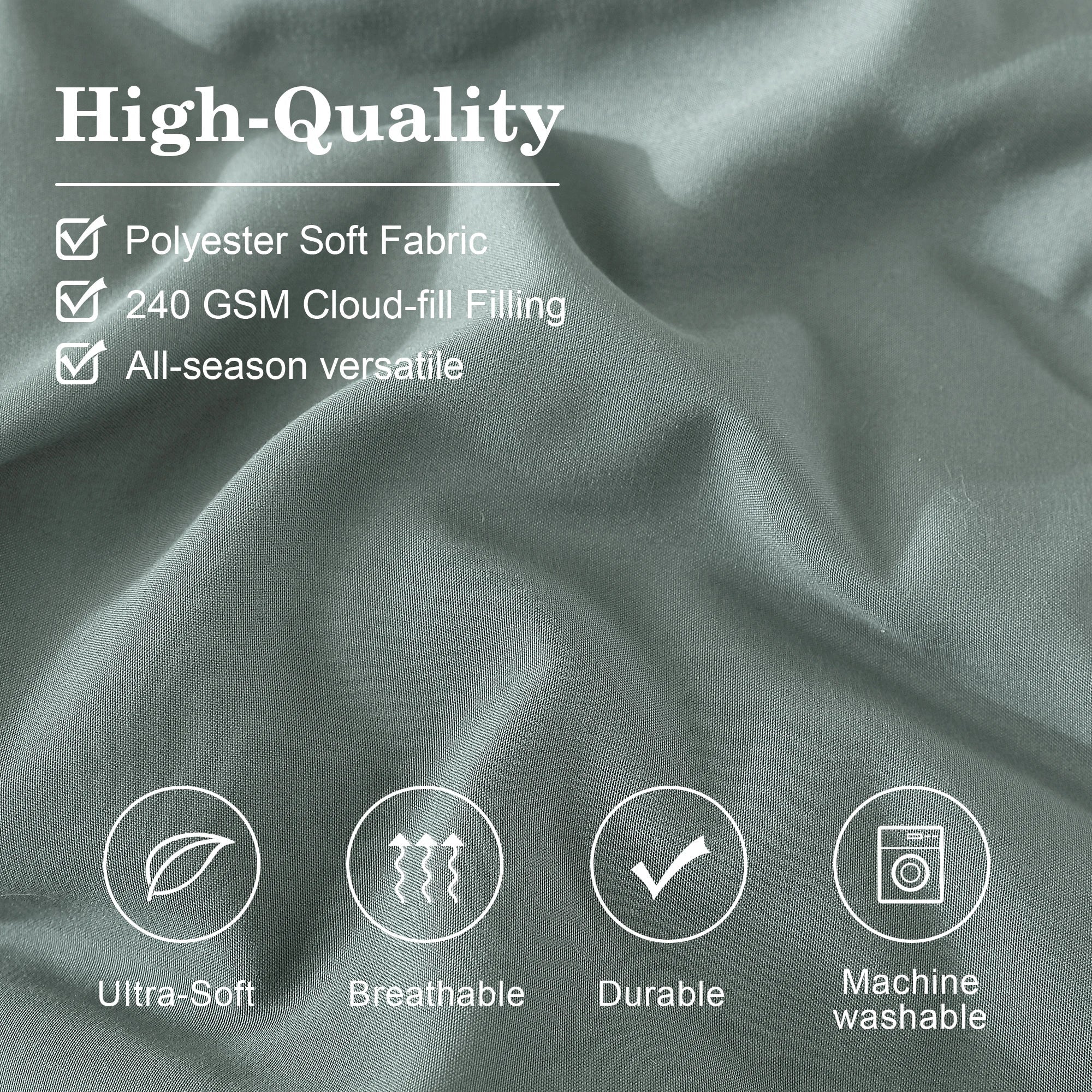 Hypoallergenic Cloud 7-piece Bed in a Bag Comforter Set with Sheets,Sage Green,Full - Cloud-Like Soft Lightweight Bed Comforter Detail