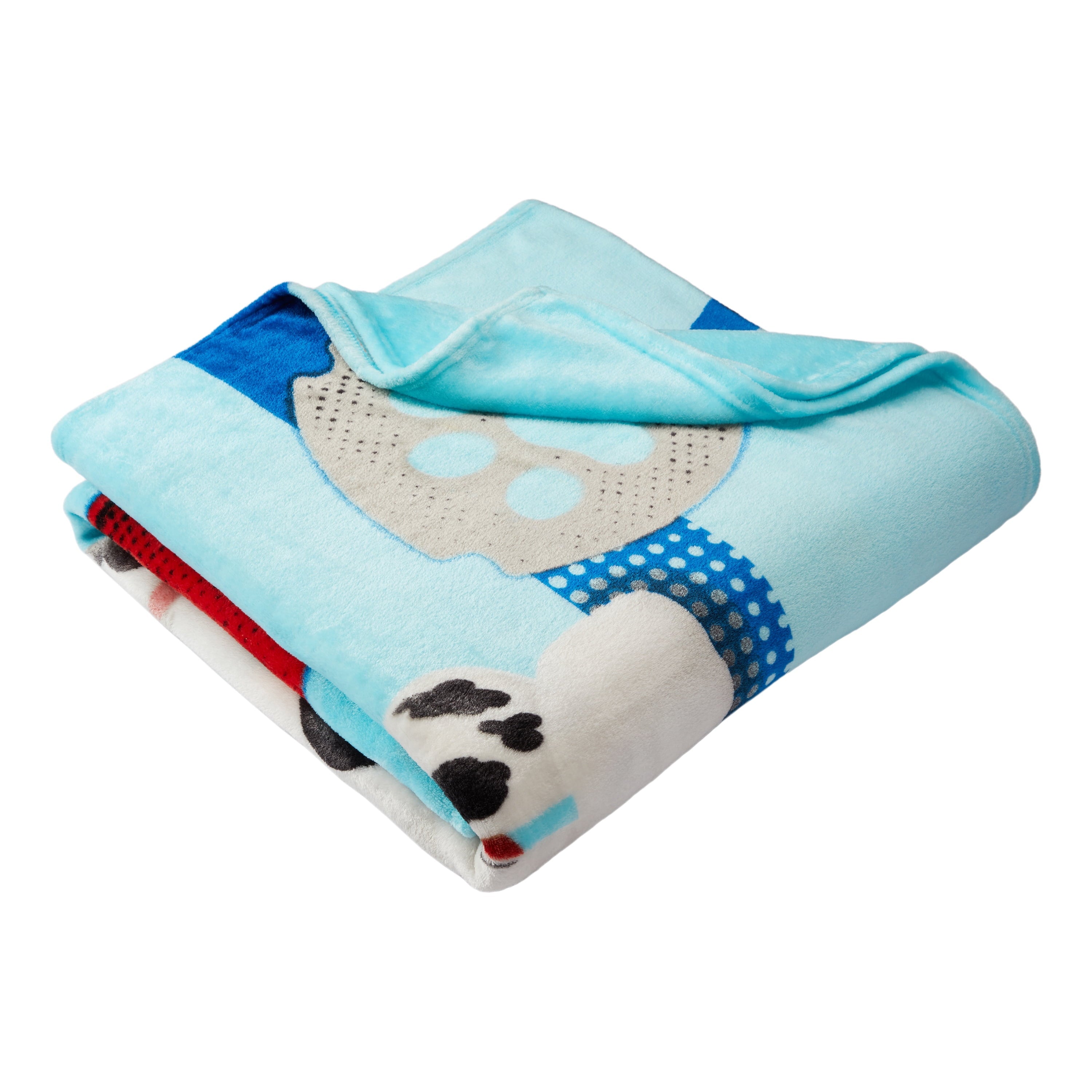 Cozy Fleece Kids Blue Print Fleece Bed Blanket, Twin/Full - Luxury Knitted Decorative Throw Blanket with Fringes Detail