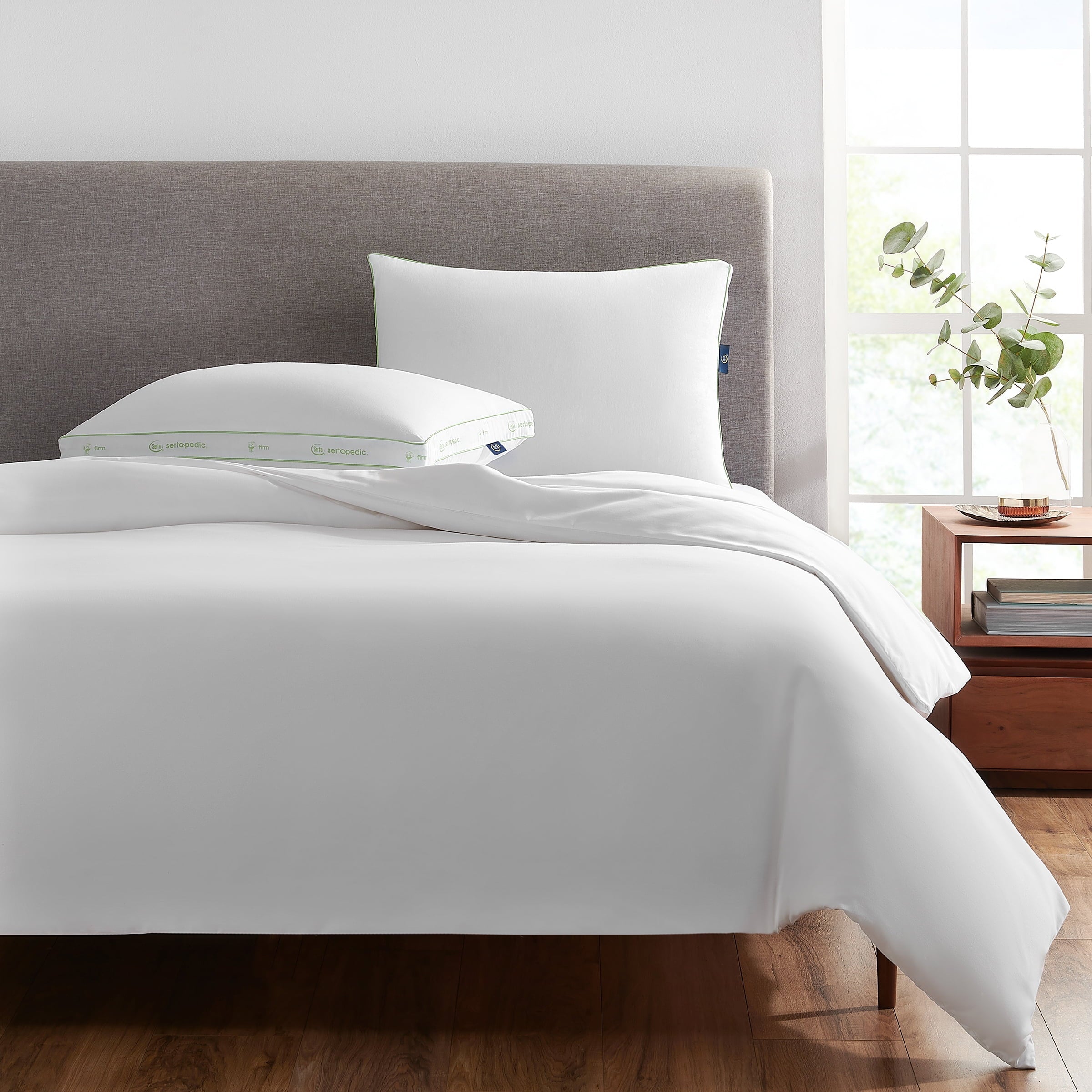 Hotel Collection Firm Bed Pillow, Standard/Queen, 2 Pack - Orthopedic Shredded Foam Bed Pillow Set Detail