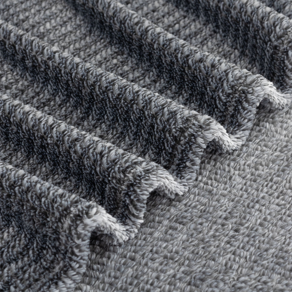 Reversible Sherpa Plush Textured Heathered Soft Oversized Throw Blanket, Gray - Super Soft Reversible Sherpa Flannel Blanket Detail
