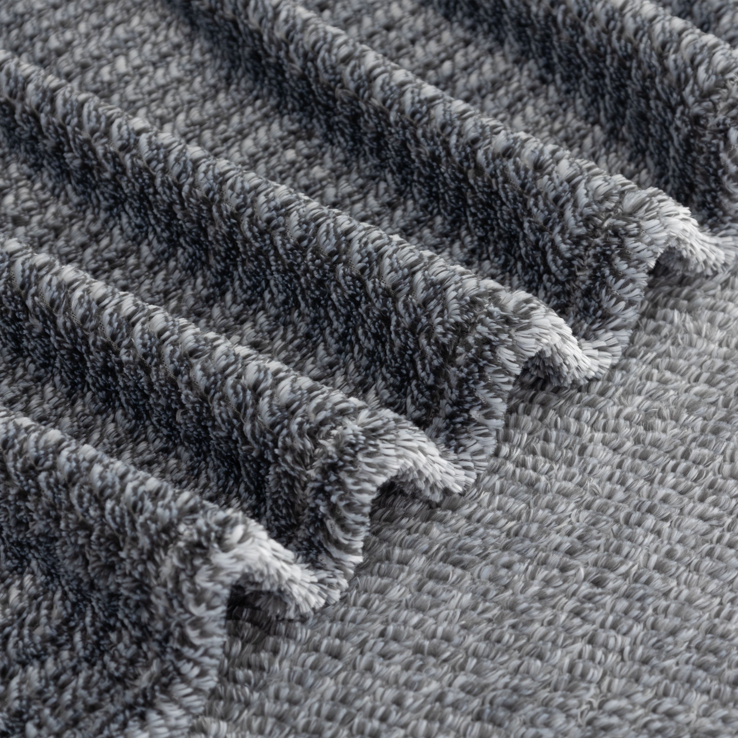 Reversible Sherpa Plush Textured Heathered Soft Oversized Throw Blanket, Gray - Super Soft Reversible Sherpa Flannel Blanket Detail