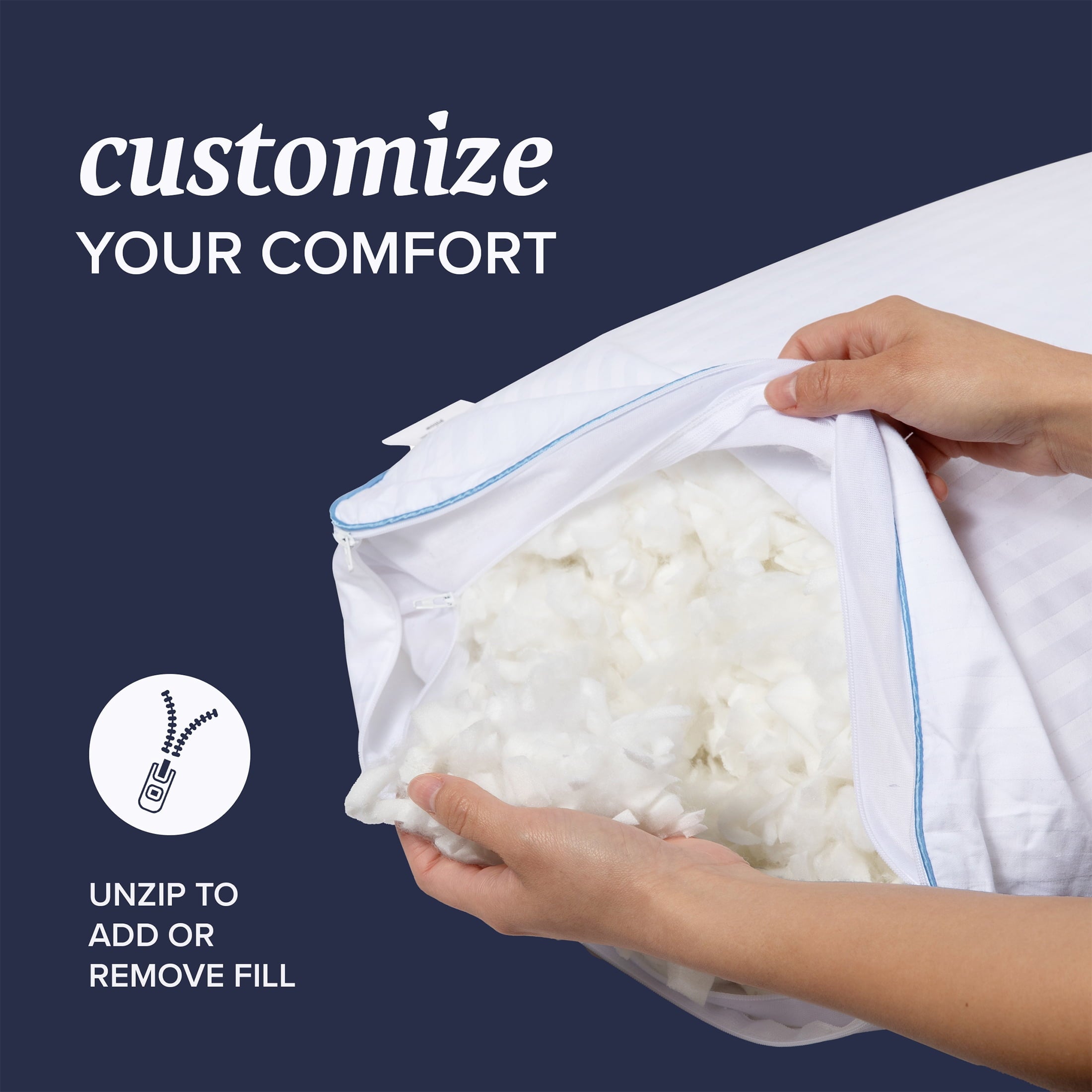 Decorative Plump Customizable Memory Foam Queen Pillow 1Pack, Adult - Decorative Throw Pillow Cushion for Sofa & Bed Detail