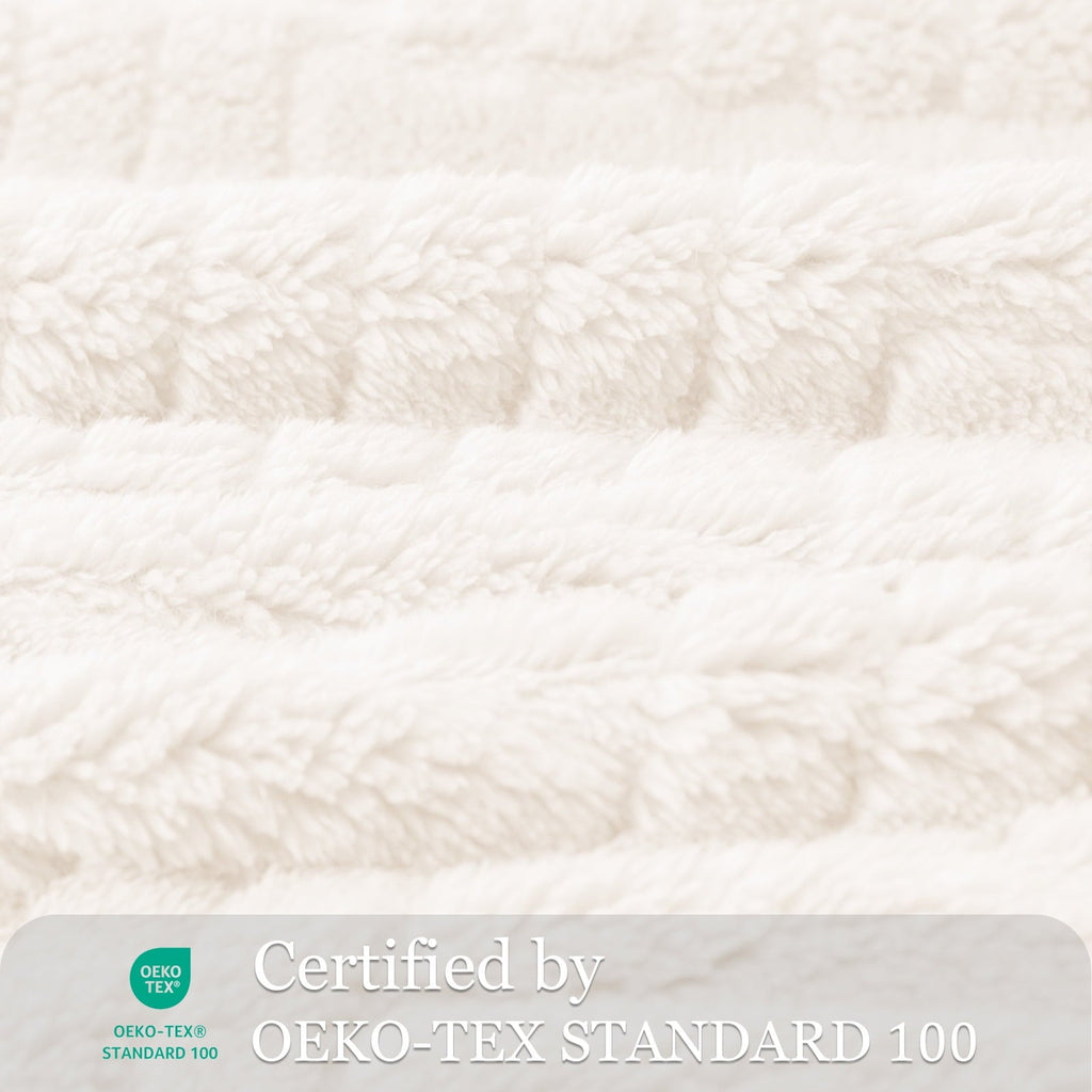 Decorative Knitted Fluffy Fleece Throw Blanket 50"x60" for Couch, Bed, Sofa, Fuzzy Soft Cozy Throw with Decorative Jacquard Pattern for ... - Lightweight Plush Warm Blanket for All Seasons Detail