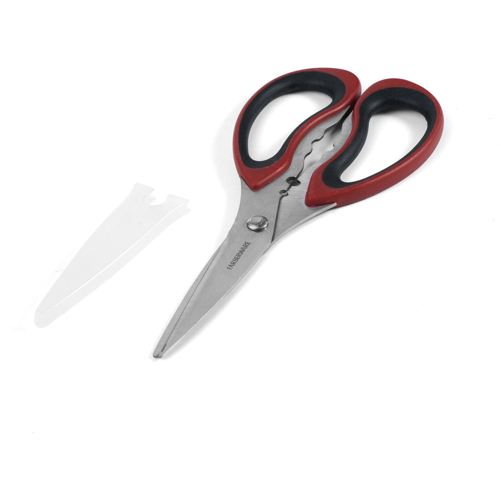 Innovative Stainless Steel Kitchen and Herb Shears with Red and Black Handle - Innovative Kitchen Helper for Modern Cooking Detail
