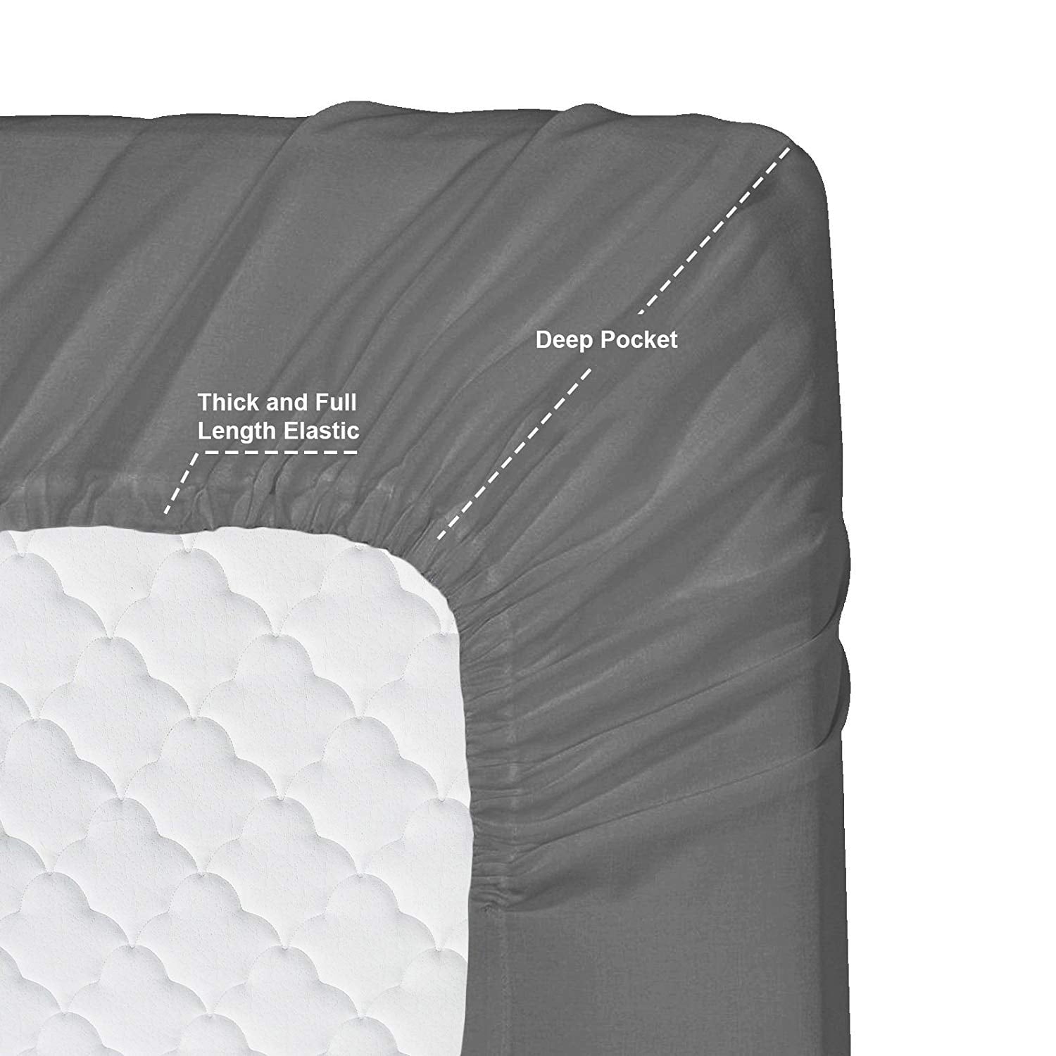 Breathable Luxury 6 Piece 1800 Collection Bed Sheet Set with Extra Pillowcases, Deep Pockets Fitted Sheet, 100% Soft Microfiber, Hypoal... - Breathable Egyptian Cotton Flat & Fitted Sheets Detail