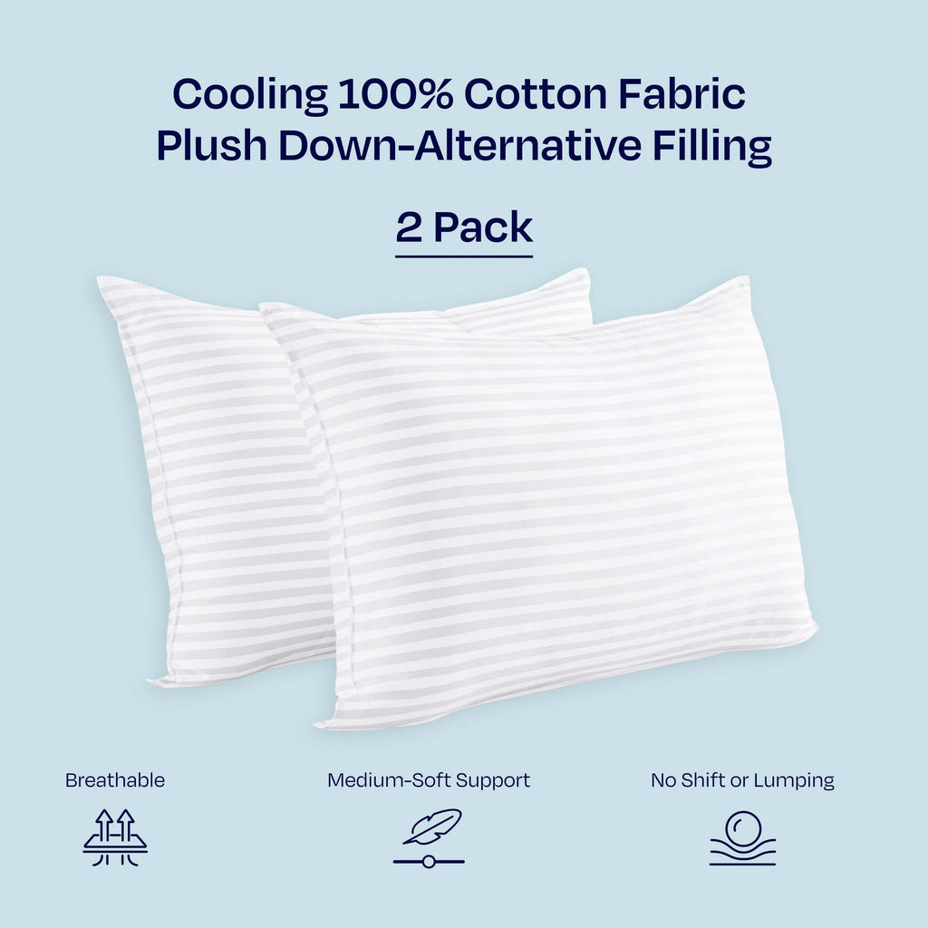 Orthopedic Support 2-Pack Comfort Bed Pillows Standard size set of 2 for Sleeping, Pillows, for Back, Stomach or Side Sleepers, 20 x 26 ... - Decorative Throw Pillow Cushion for Sofa & Bed Detail