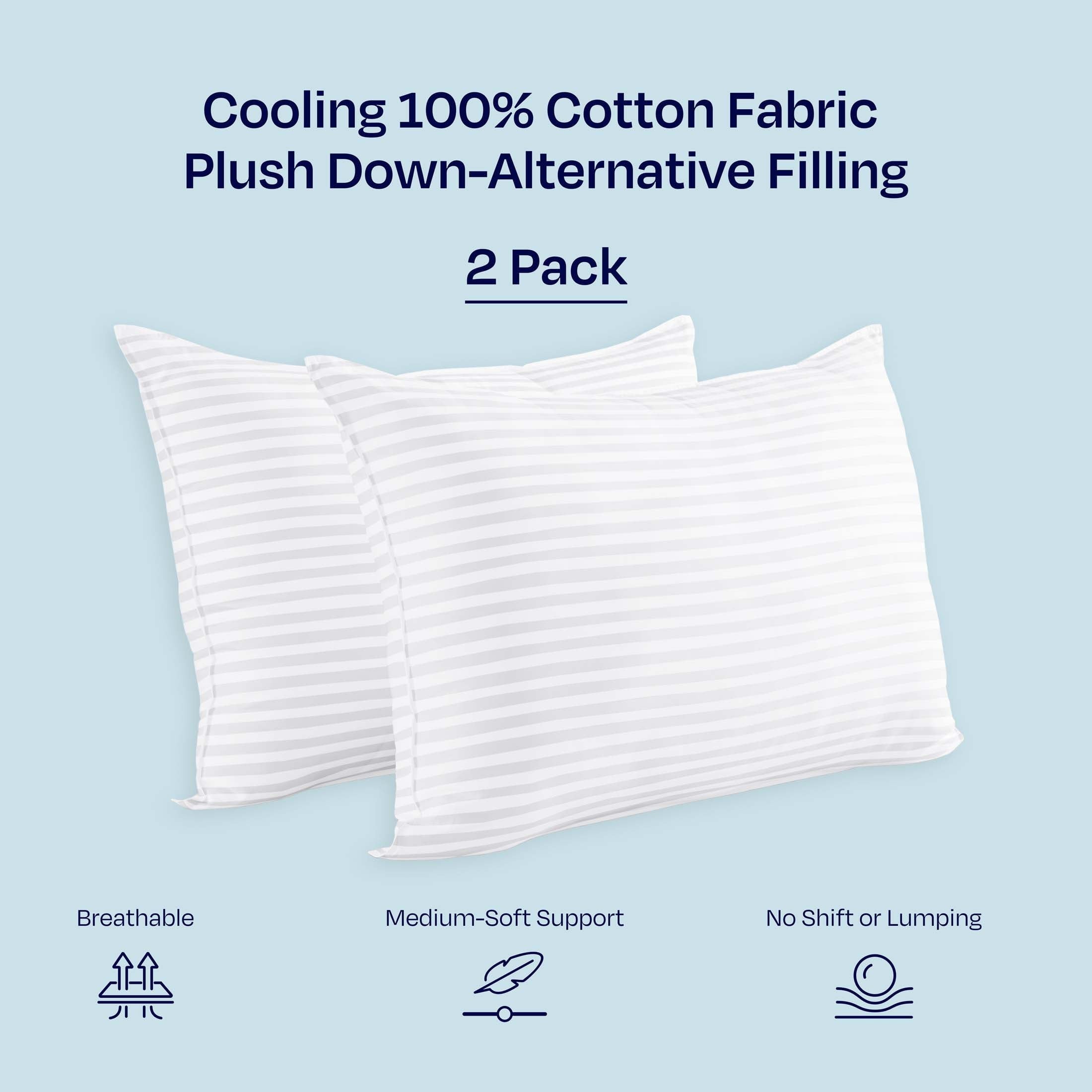 Orthopedic Support 2-Pack Comfort Bed Pillows Standard size set of 2 for Sleeping, Pillows, for Back, Stomach or Side Sleepers, 20 x 26 ... - Decorative Throw Pillow Cushion for Sofa & Bed Detail