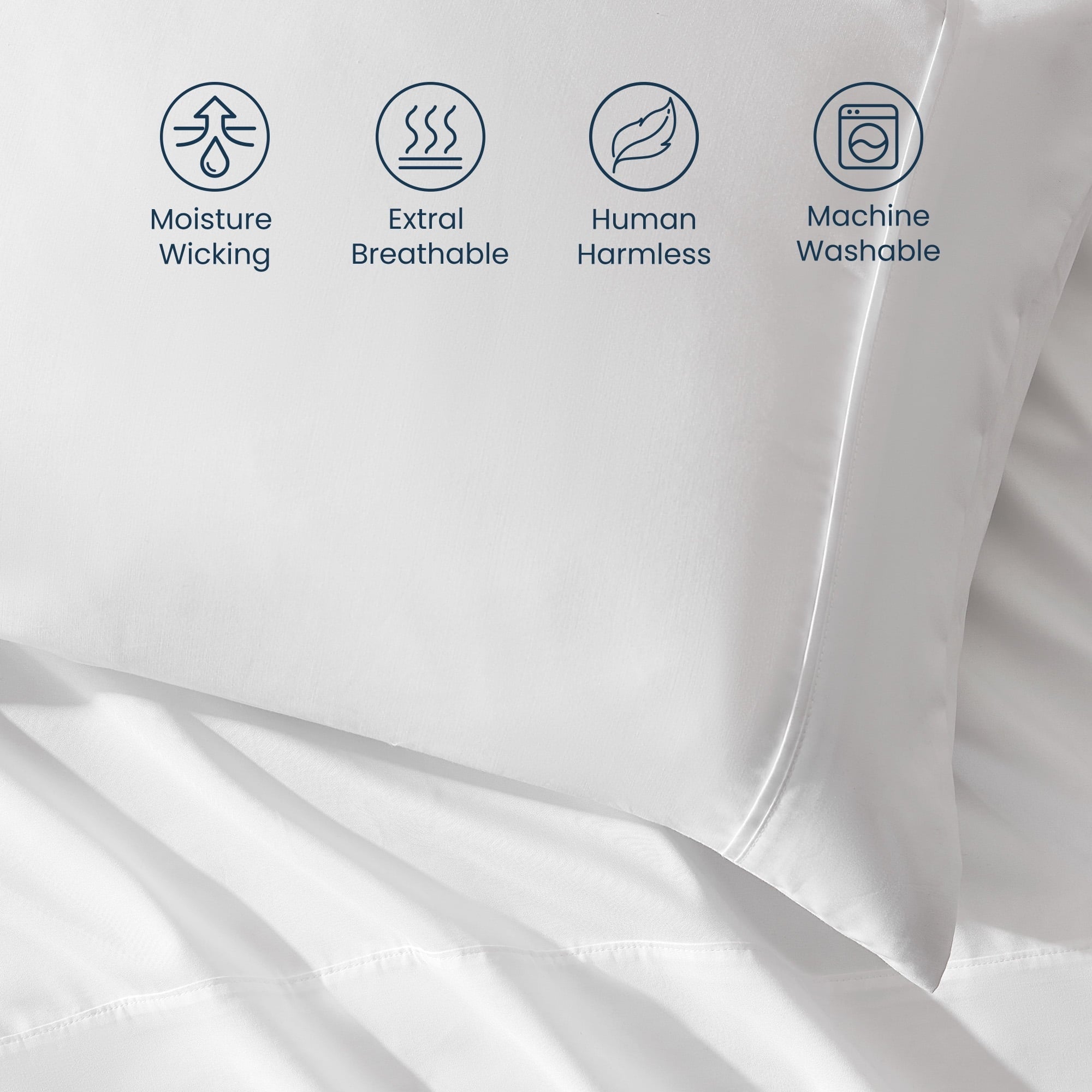 Ultra-Soft Nanotex Super Soft Cooling Twin Bed Sheets Set for Kids 3 Piece - Easy Care Fitted Flat Sheet & Pillowcase Sets - Wri... - Breathable Egyptian Cotton Flat & Fitted Sheets Detail