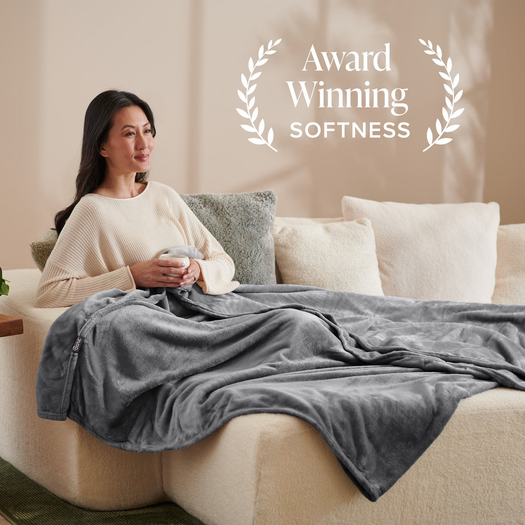 Decorative Knitted Microplush Fleece Blanket - 300 GSM - Fuzzy Microfleece - Soft & Plush - Full/Queen, Gray - Lightweight Plush Warm Blanket for All Seasons Detail