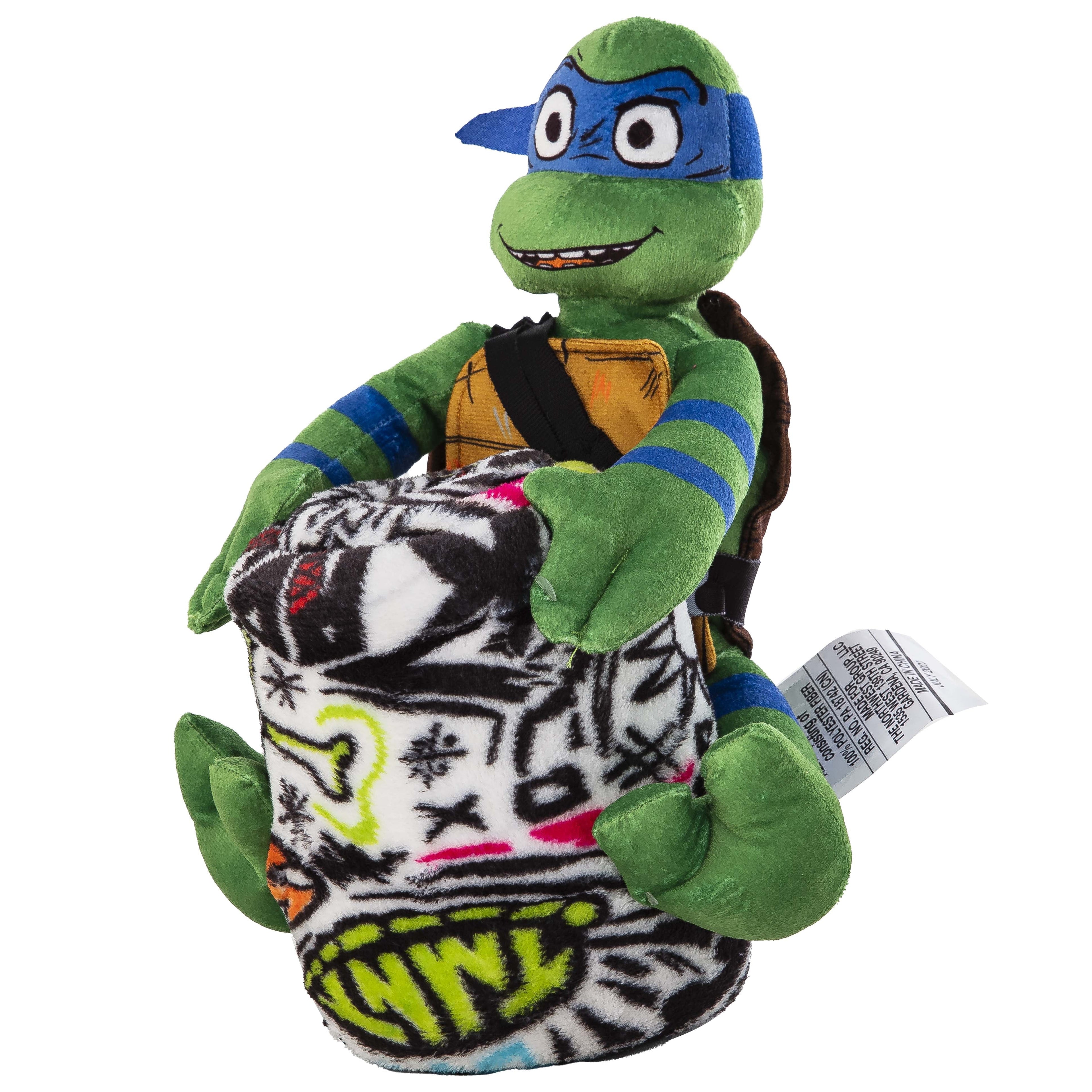 Decorative Knitted Teenage Mutant Tutles Sketched Out Kids Silk Touch Throw Blanket with Plush Hugger – Ultra Soft Plush Character Pillo... - Lightweight Plush Warm Blanket for All Seasons Detail
