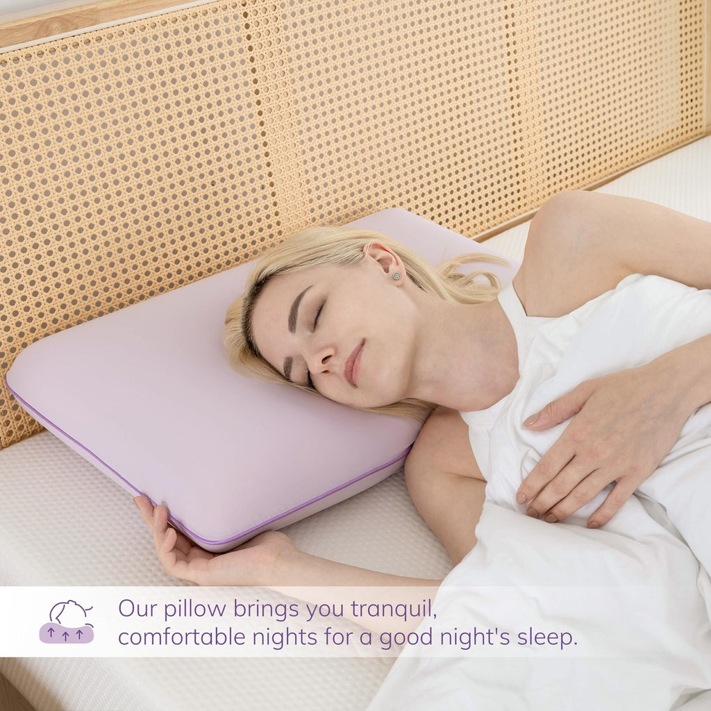 Hotel Collection Memory Foam Pillow, Cooling Gel Bed Pillow, Queen, Purple - Hotel Quality Plush Sleeping Pillows Detail
