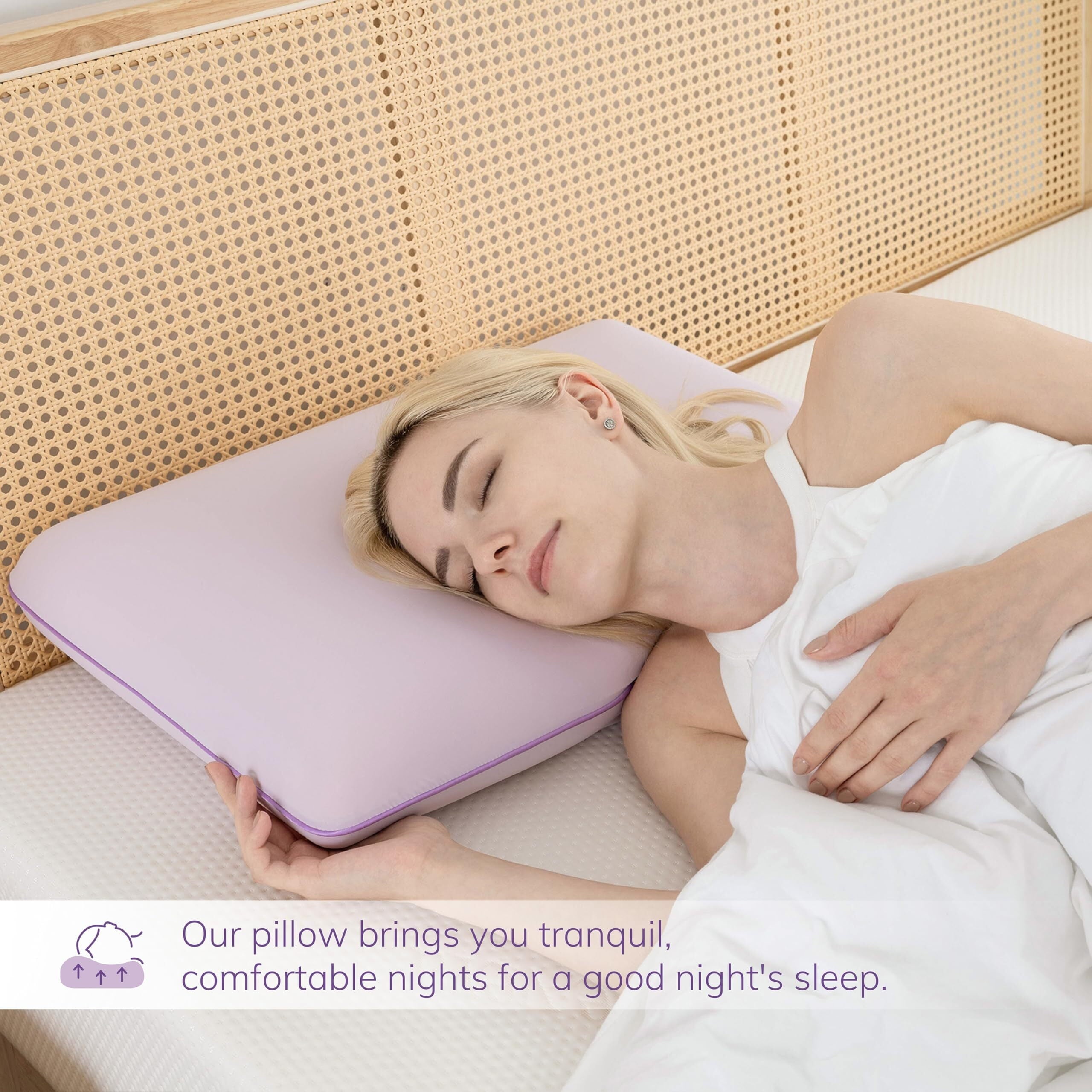 Hotel Collection Memory Foam Pillow, Cooling Gel Bed Pillow, Queen, Purple - Hotel Quality Plush Sleeping Pillows Detail
