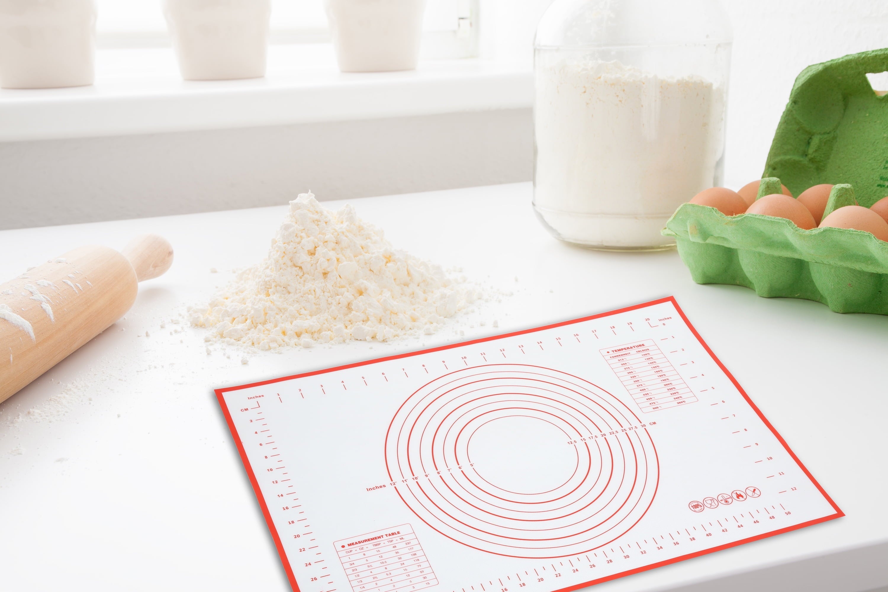 Multi-Functional Reusable Silicone 24"x 18" Pastry Mat with Measurements - Multi-Functional Manual Food Chopper & Slicer Detail
