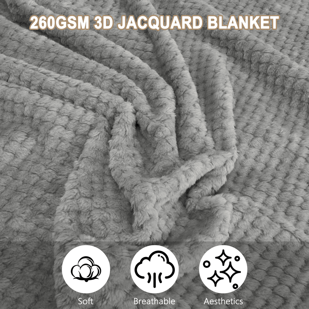 Reversible Sherpa Throw Blanket, Decorative Throws with Waffle Wave Design, Super Soft Plush Fuzzy Blankets , Luxury Lightweight and Br... - Luxury Knitted Decorative Throw Blanket with Fringes Detail