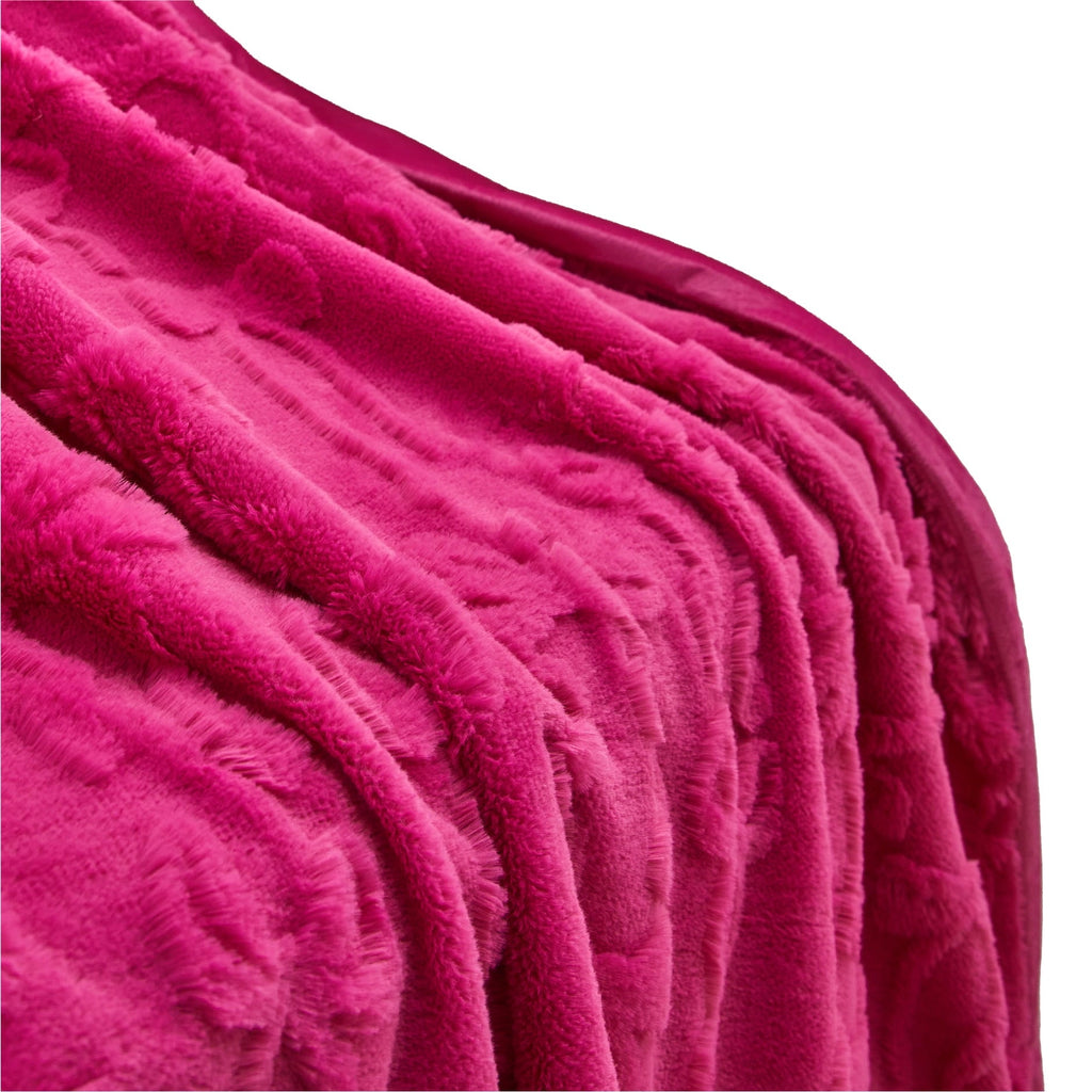 Cozy Fleece Gen Z 50" x 60"Carved Bow Faux Fur Throw - Luxury Knitted Decorative Throw Blanket with Fringes Detail