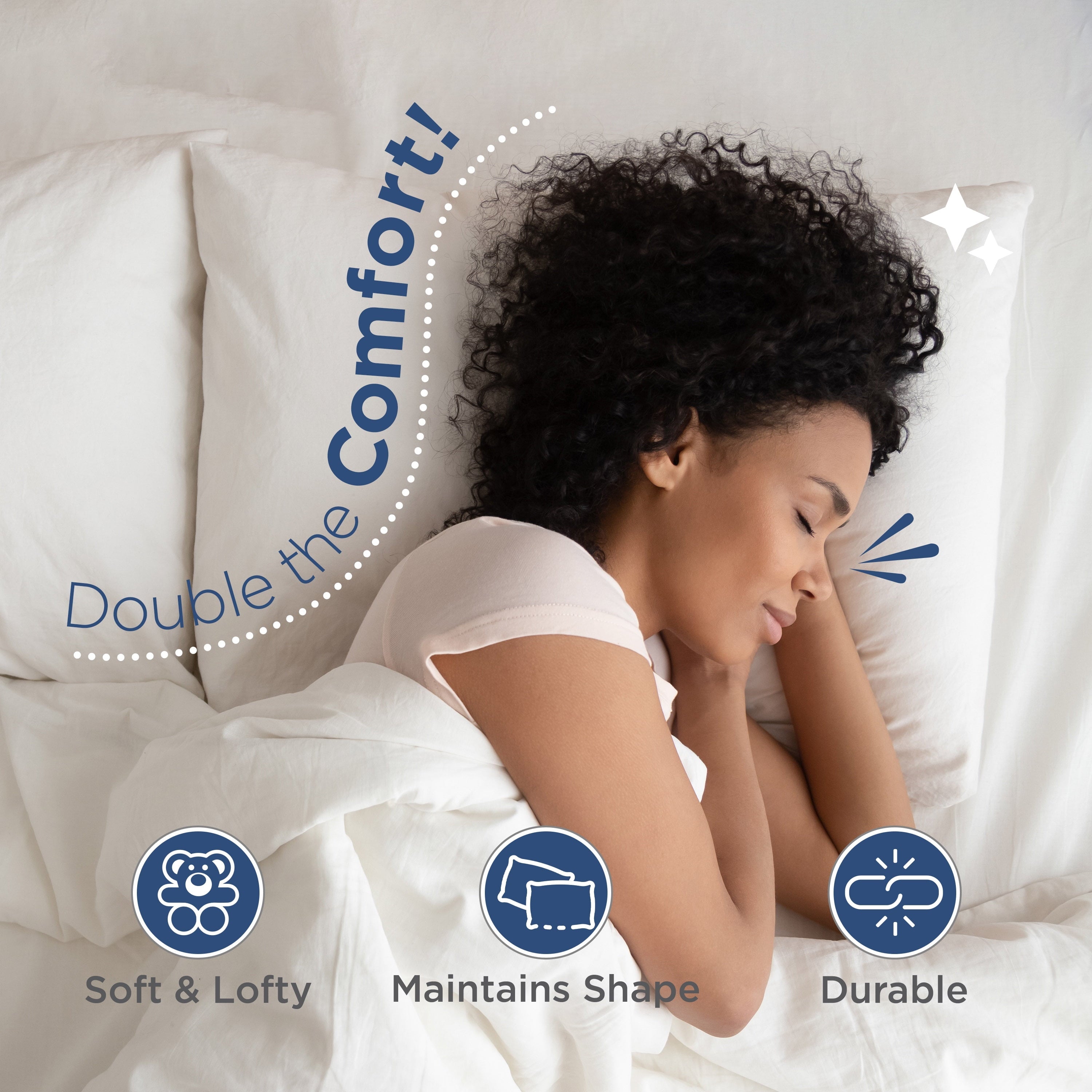 Orthopedic Support 2-Pack Down Alternative White Bed Pillows, Standard - Orthopedic Shredded Foam Bed Pillow Set Detail