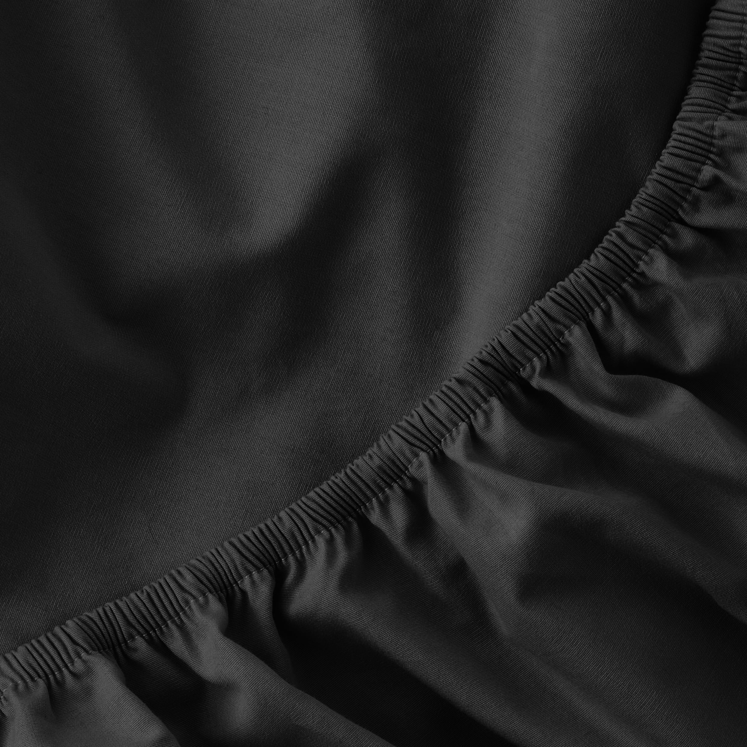 Premium Egyptian Cotton Easy Care Solid Rich-Black CVC Cotton Blend Fitted Sheet, Full - Breathable Egyptian Cotton Flat & Fitted Sheets Detail