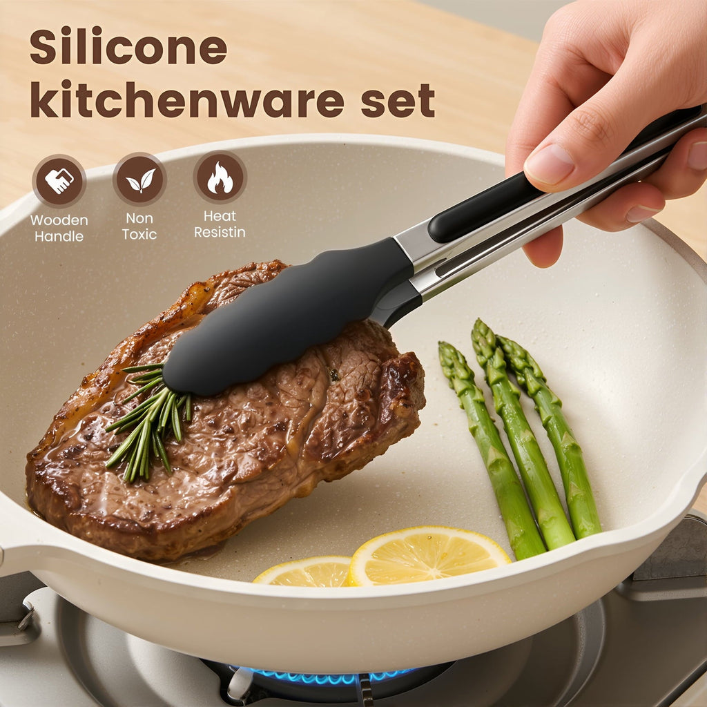 Durable Steel Silicone Cooking Utensils Set with Holder, 44 PCS Kitchen Utensils Set, Silicone Kitchen Gadgets Spatulas Set for Non... - High-Precision Culinary Tool for Baking & Cooking Detail