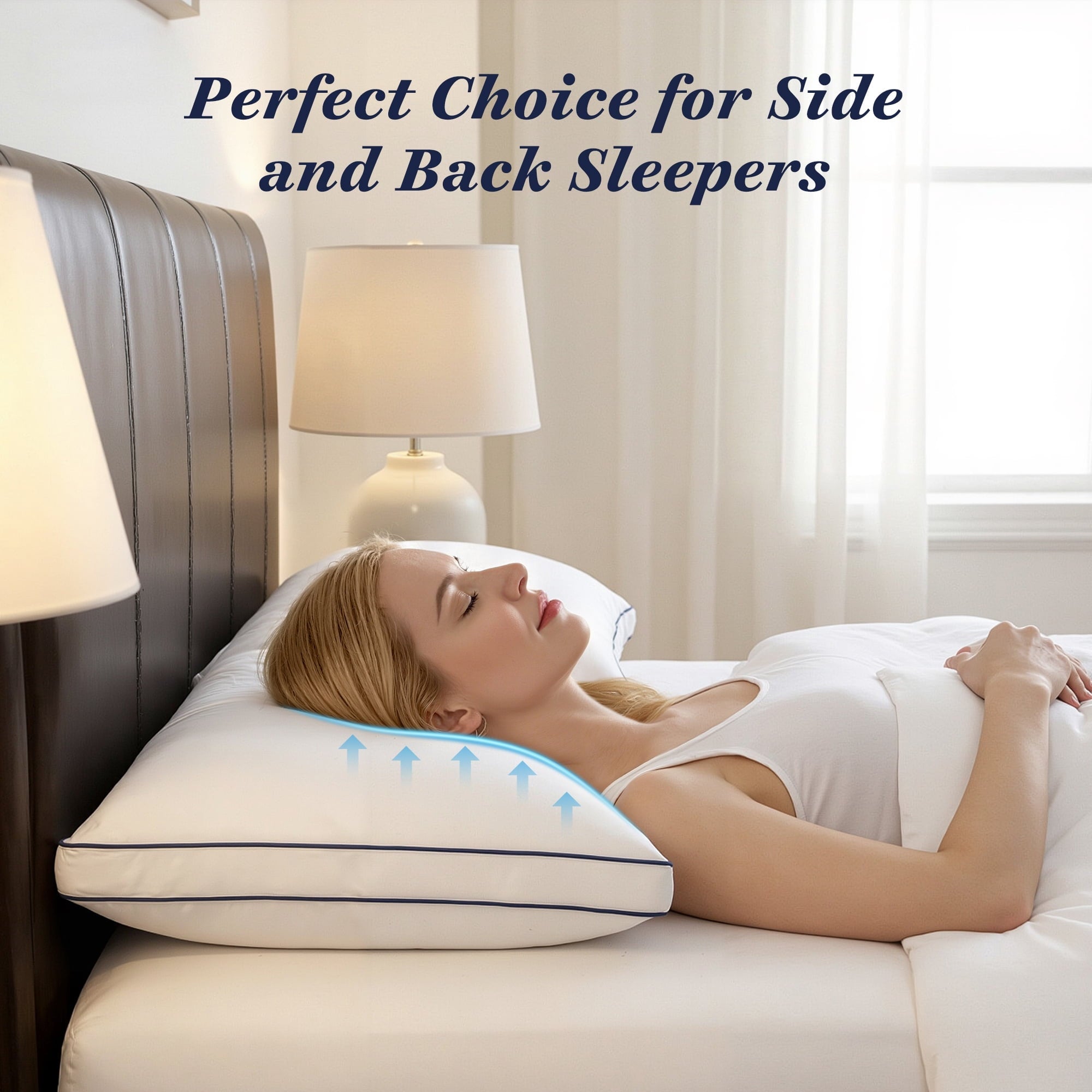 Fluffy Shredded for Queen Size 2 Pack, Duck Feather and Shredded Memory Foam Soft Luxury Hotel Collection - Orthopedic Shredded Foam Bed Pillow Set Detail