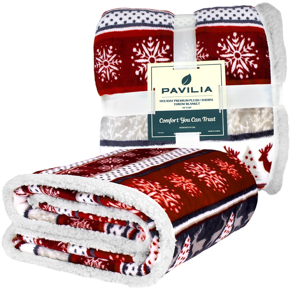 Super Soft Flannel Premium Plush Sherpa Throw Christmas Blanket | Soft, Warm, Cozy, Reversible Microfiber Winter Cabin Throw | Plaid Hol... - Super Soft Reversible Sherpa Flannel Blanket Detail