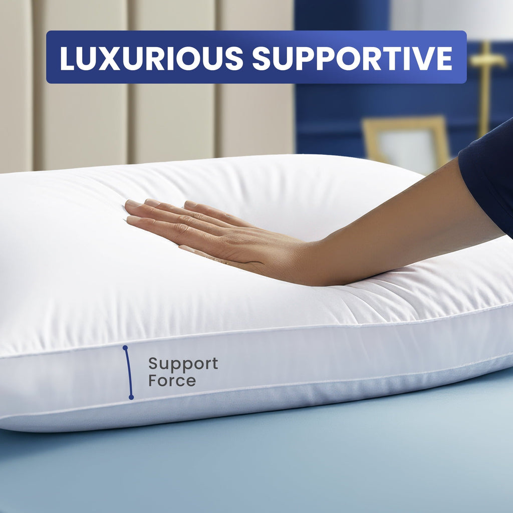 Ergonomic Memory Foam Queen Bed Pillow, 26"L x 18" W, Set of 2, Soft and High-Quality, Gusseted Pillow for All Sleep Positions (White) - Ergonomic Memory Foam Pillow for Neck Pain Support Detail