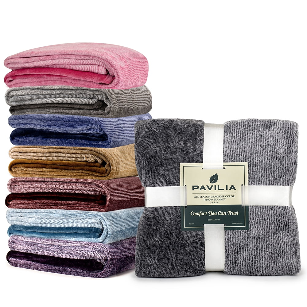 Reversible Sherpa Flannel Fleece Ombre Throw Blanket for Couch | Super Soft Cozy Microfiber Couch Blanket | Gradient Decorative Accent ... - Cozy Fleece Throw Blanket for Couch & Bed Detail