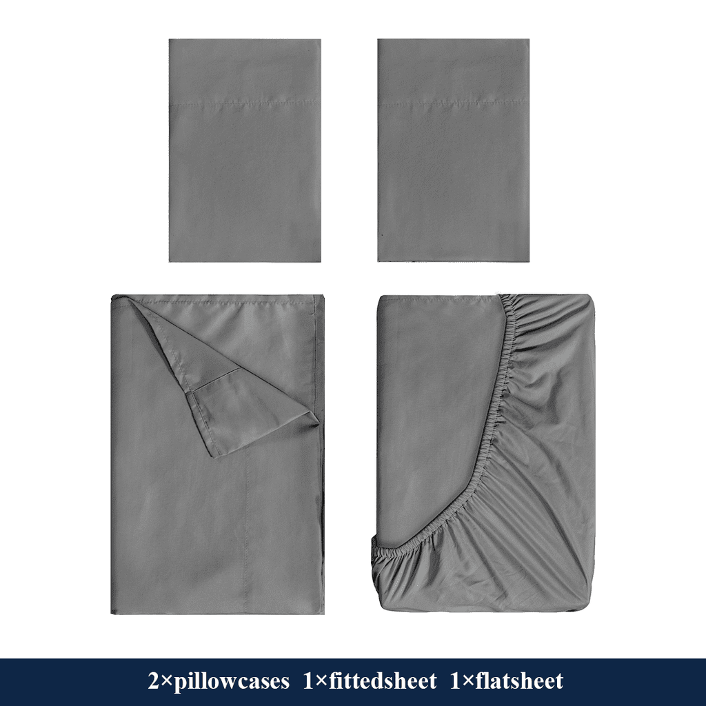 Wrinkle-Resistant Full Size Bed Sheets, 4 Piece Sheets 14” Deep Pocket Sheet & Pillowcase Sets Soft Microfiber Luxury Bedding Fitted Sh... - Breathable Egyptian Cotton Flat & Fitted Sheets Detail