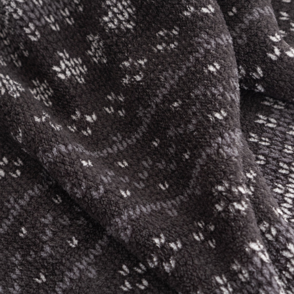 Decorative Knitted Berkshire Life Reversible Printed Hampshire Soft Throw Blanket, Glacier Fair Isle - Super Soft Reversible Sherpa Flannel Blanket Detail