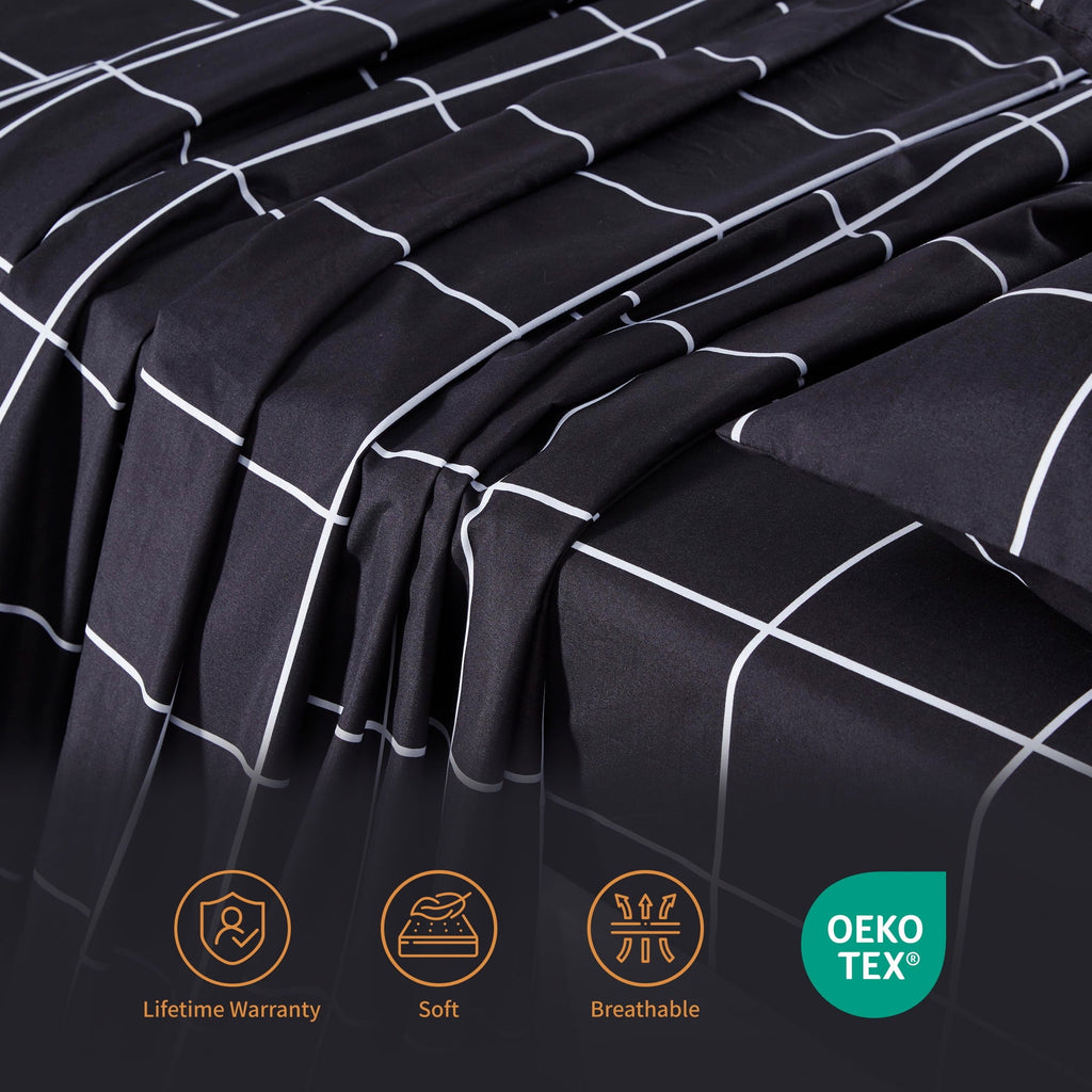 Premium Egyptian Cotton Full Bed Sheet Set, 4 Pieces Breathable & Super Soft, Easy Care Printed Microfiber with Deep Pocket & Envelope Closur... - Cooling Hotel Quality Bedding Sheets and Pillowcases Detail